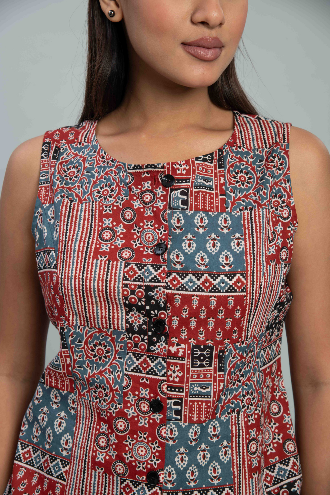 Ajrakh Waistcoat Co Ord set