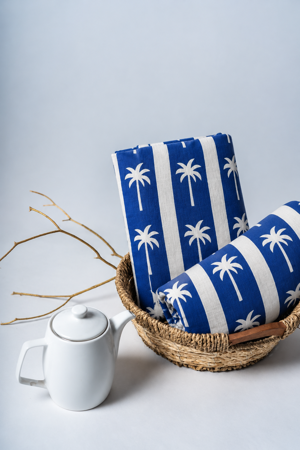Blue Palm Print- Cotton
