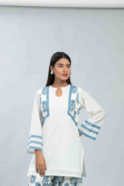 Classic Blue Handblocked Cotton Kurti