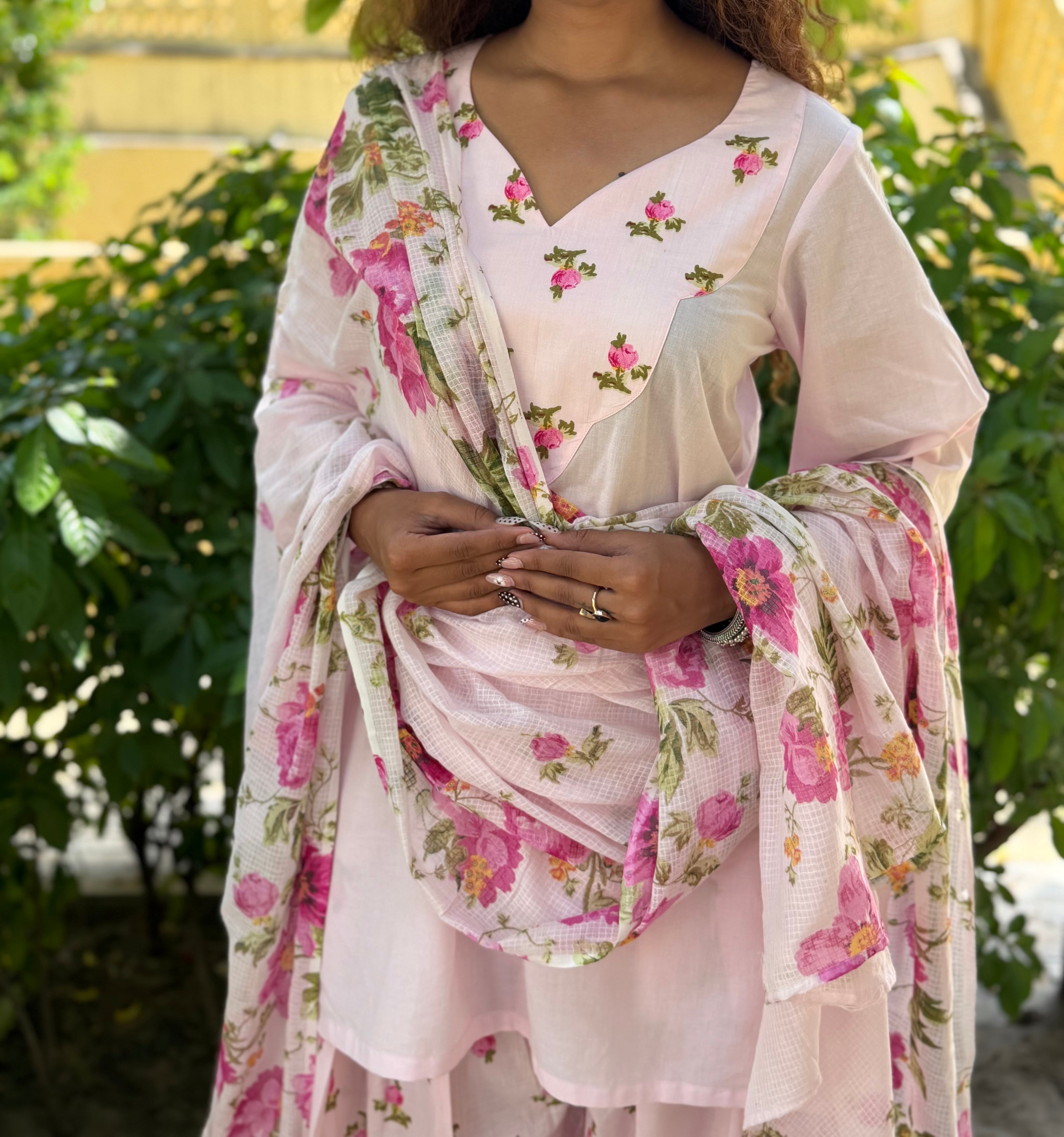 Pink Farshi Set With Dupatta