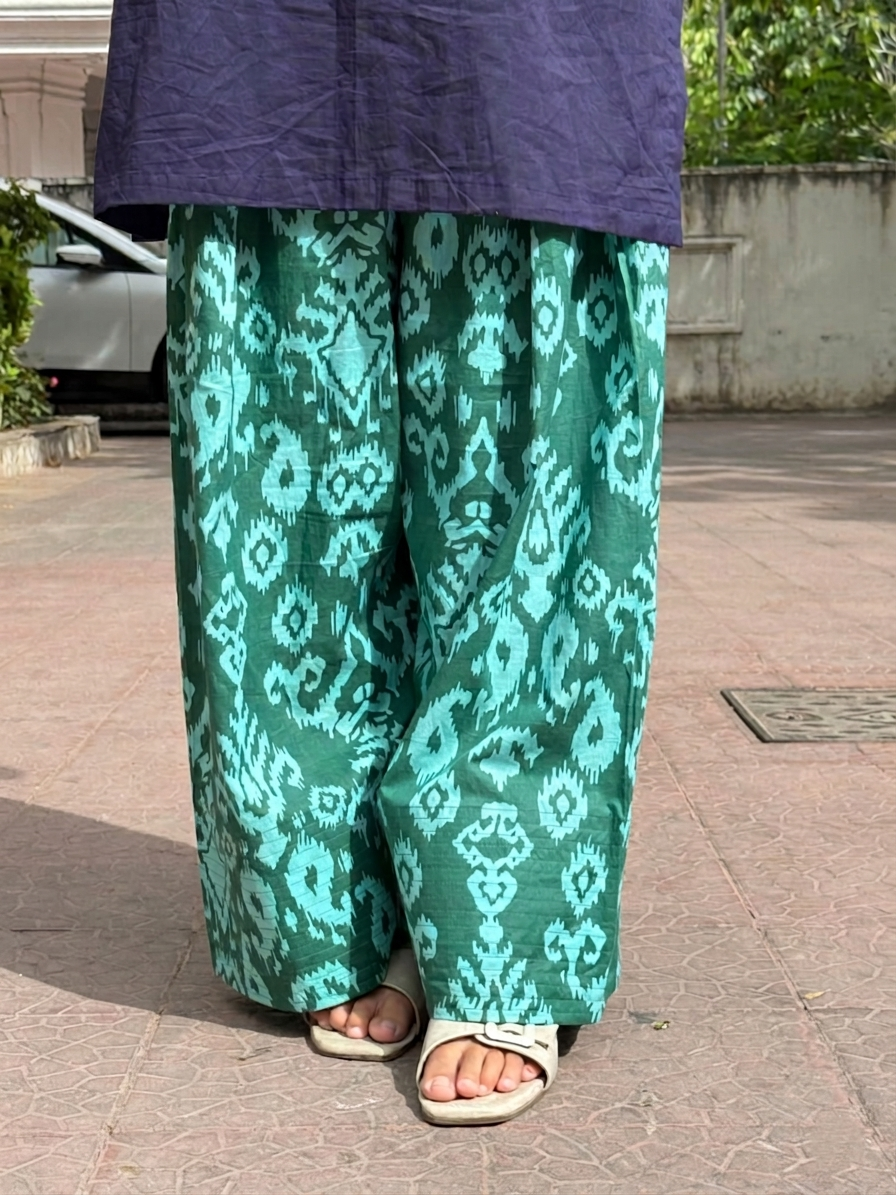 Navy Blue Green Ikat Farshi set