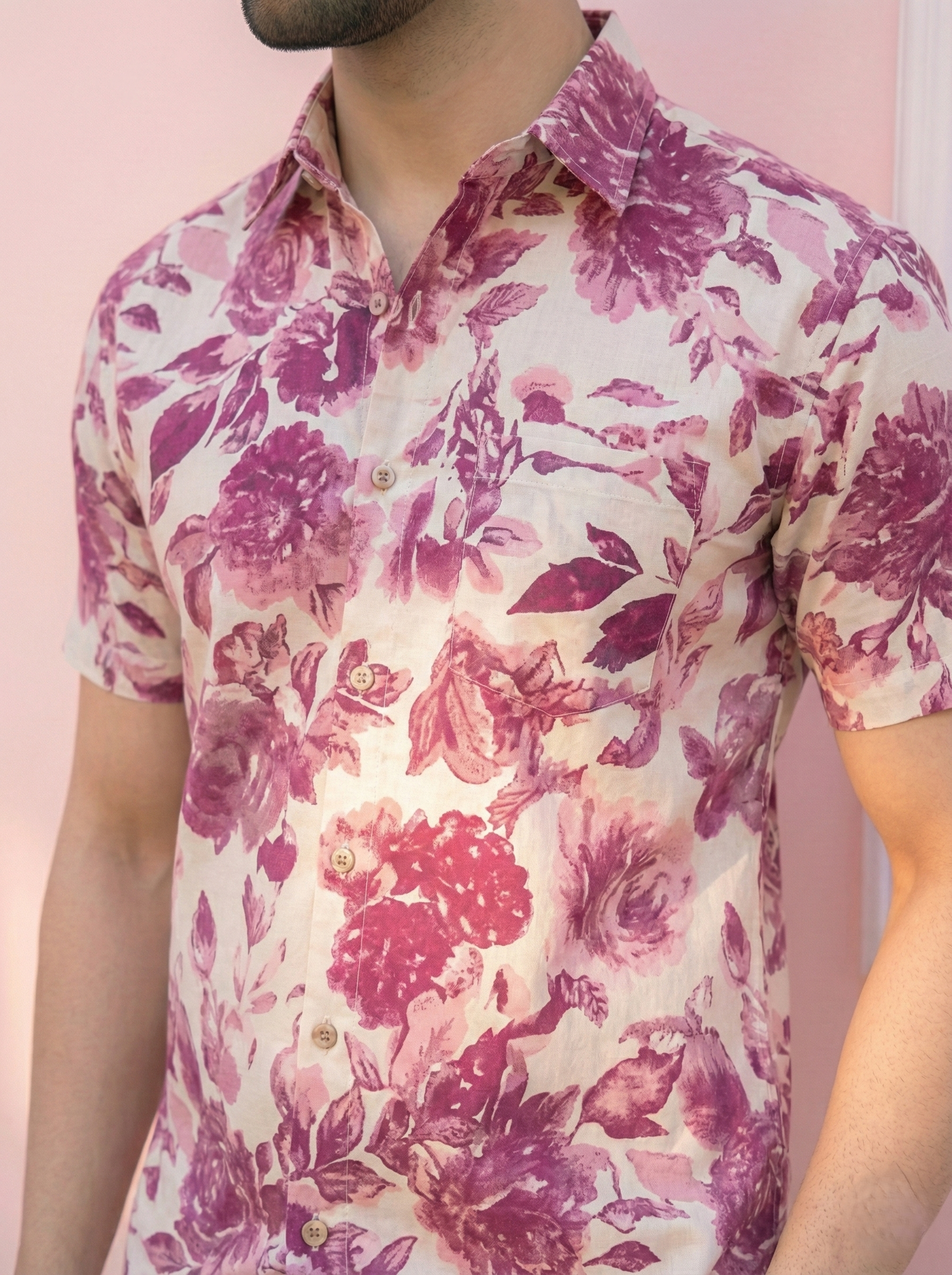 Pink Floral Midi Matching Couple Set