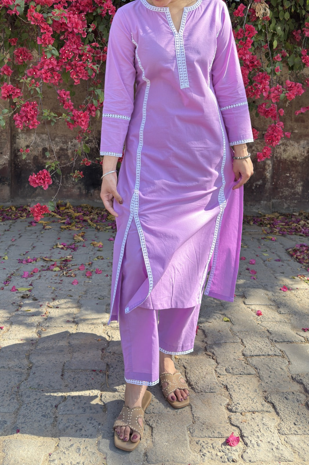 Lavender Lace kurta set