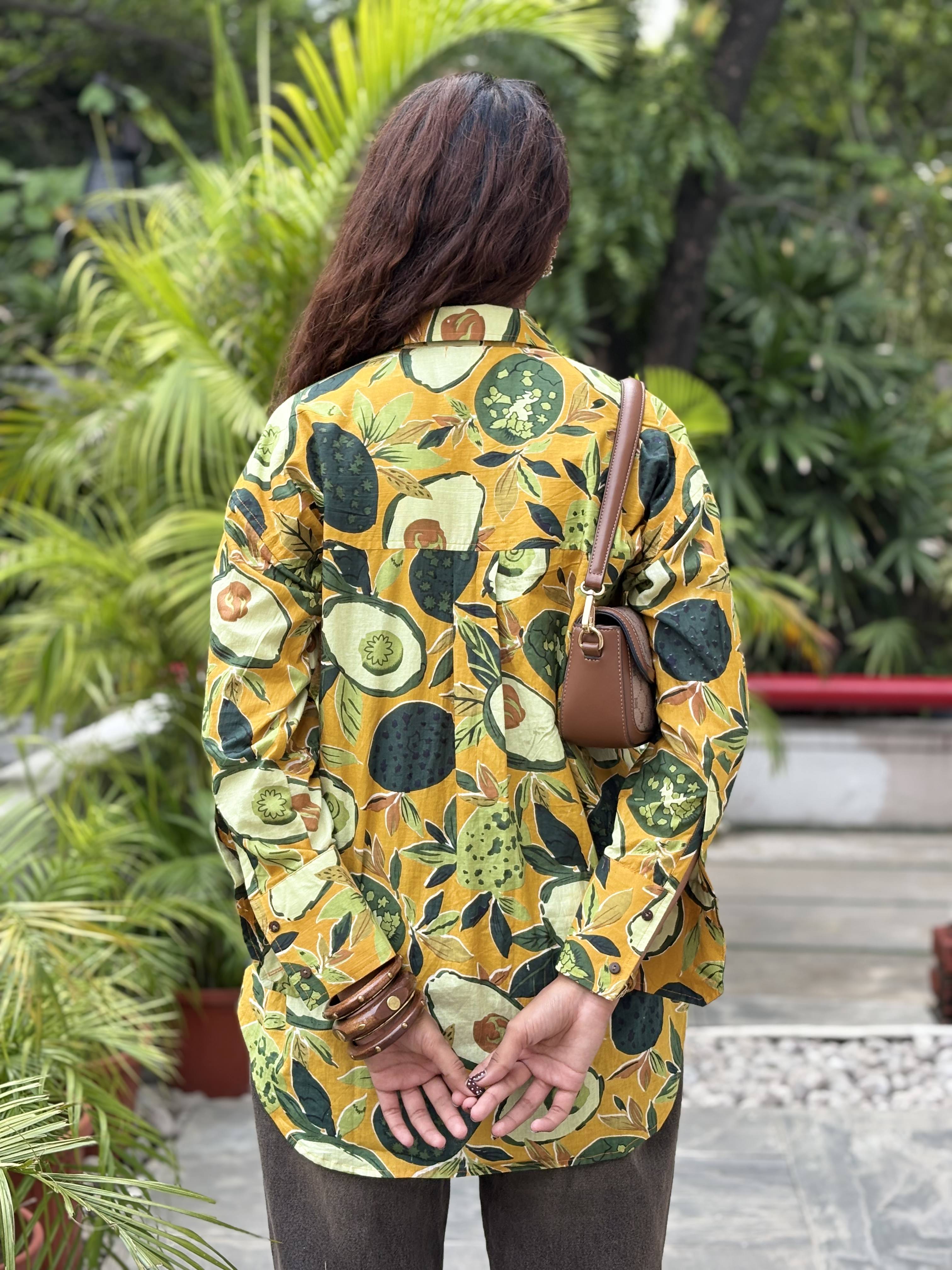 Yellow Avocado print shirt