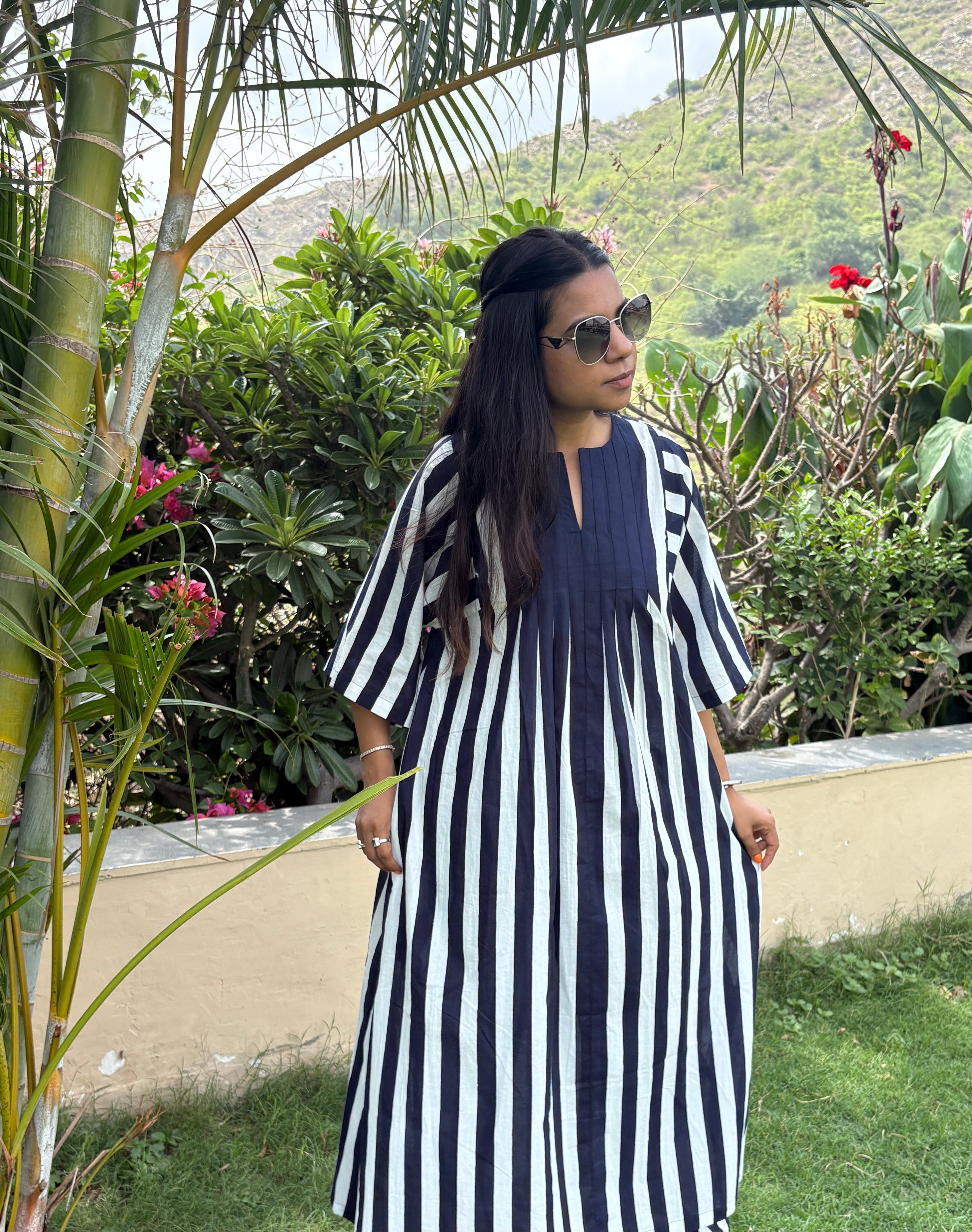 Blue White Striped Anti Fit Dress