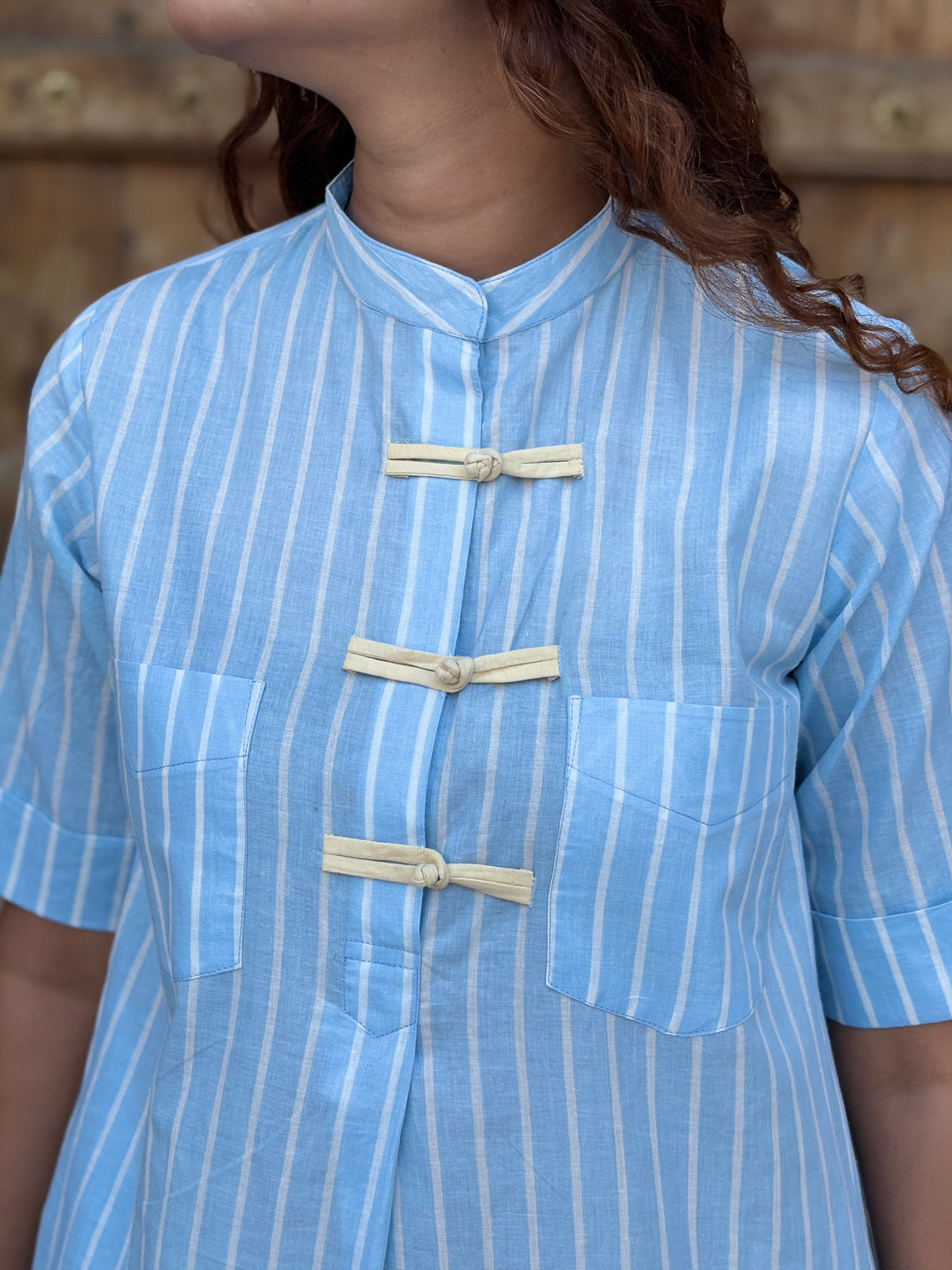 Pinstripe Mandarin Collar Co-Ord Set
