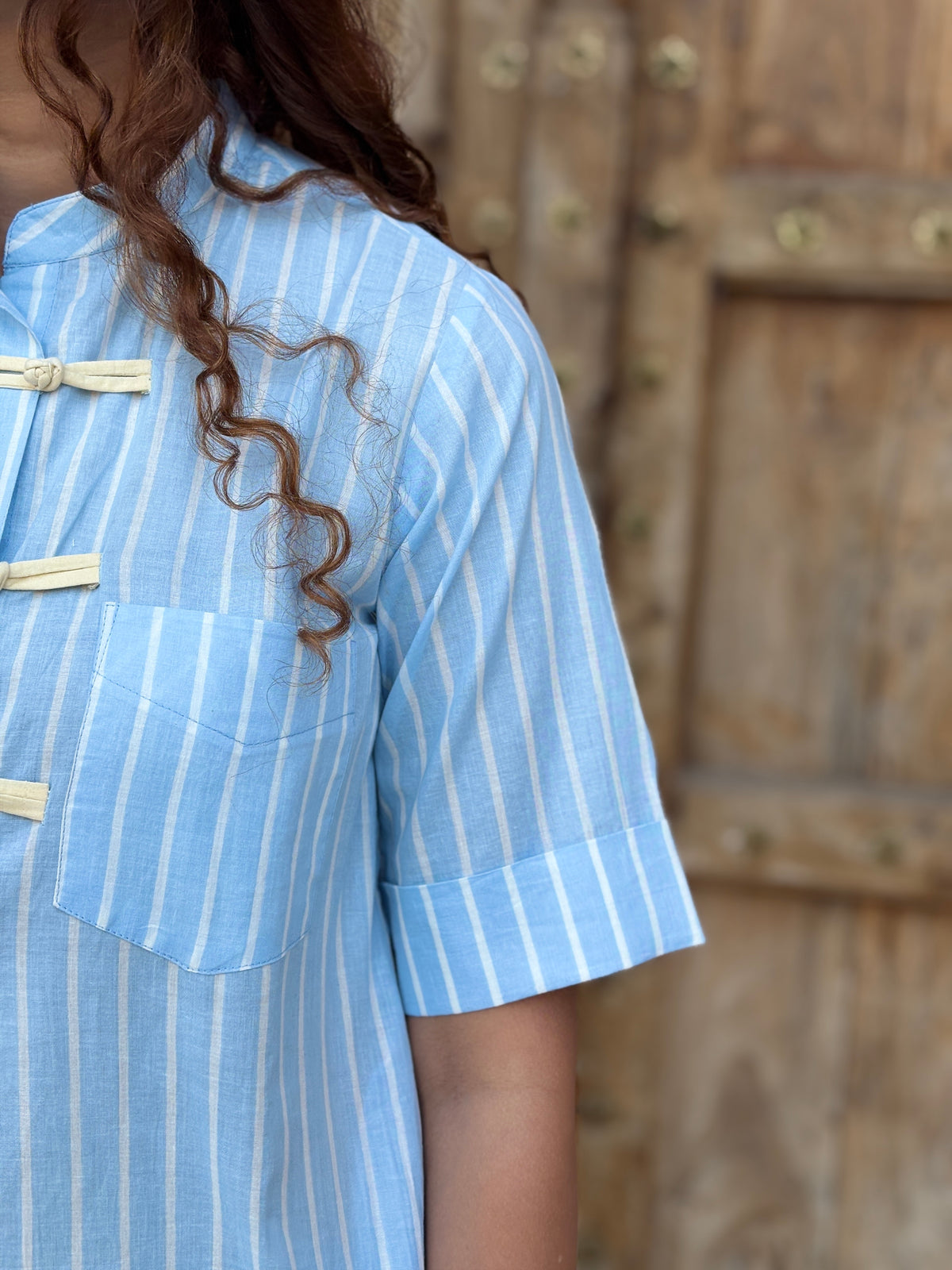 Pinstripe Mandarin Collar Co-Ord Set