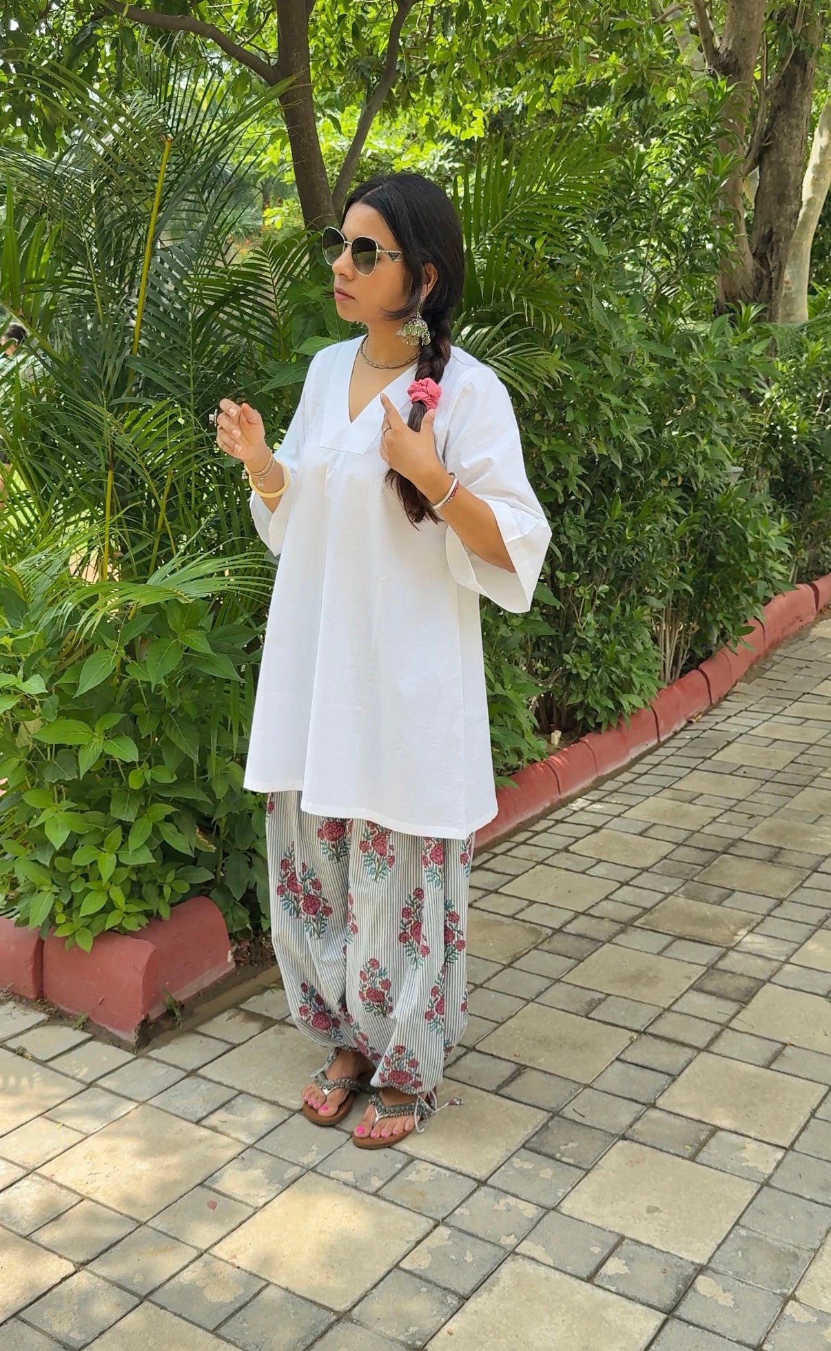 White kurta Grey Balloon Salwar set