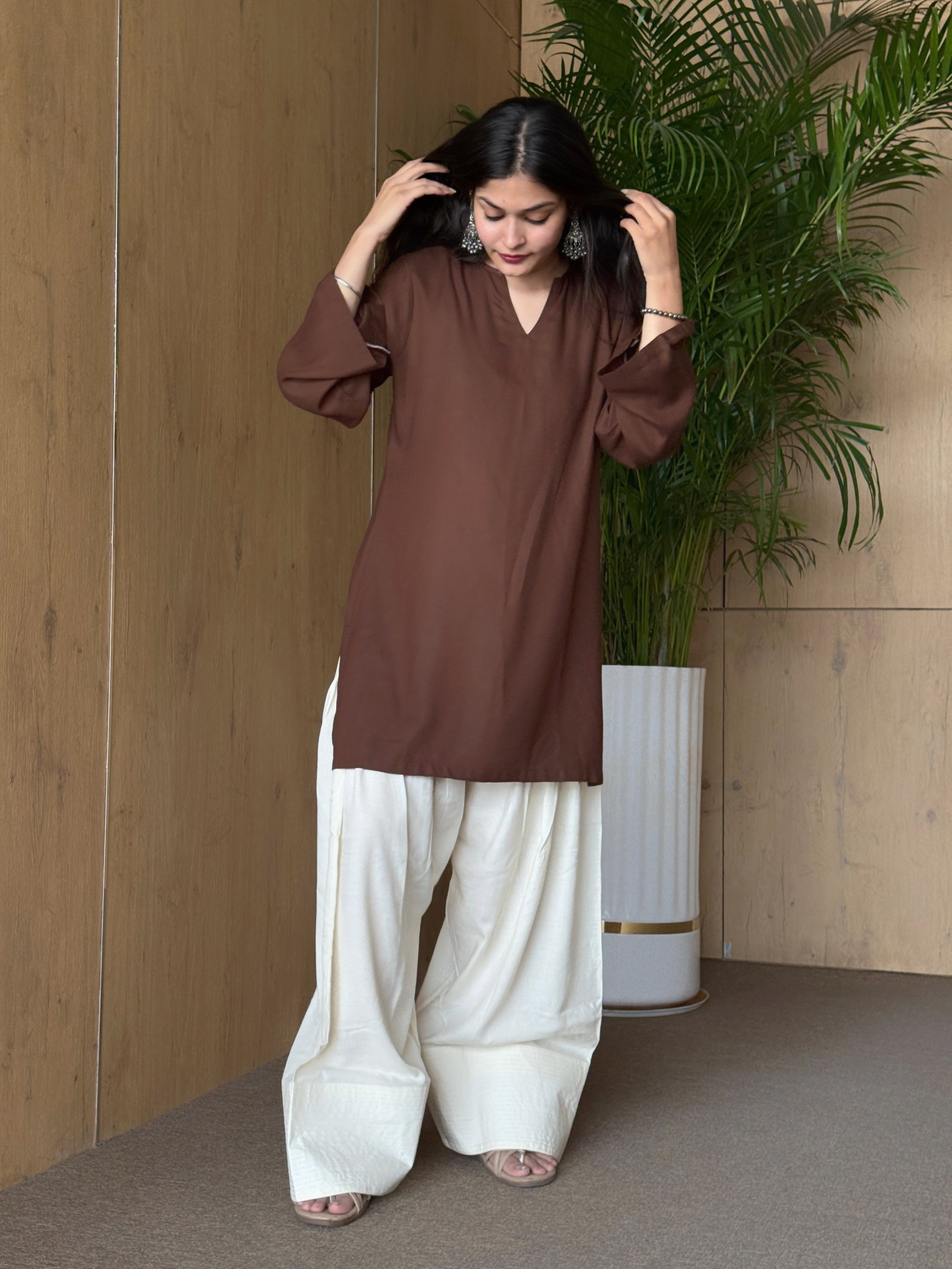 Off White Brown Farshi Set