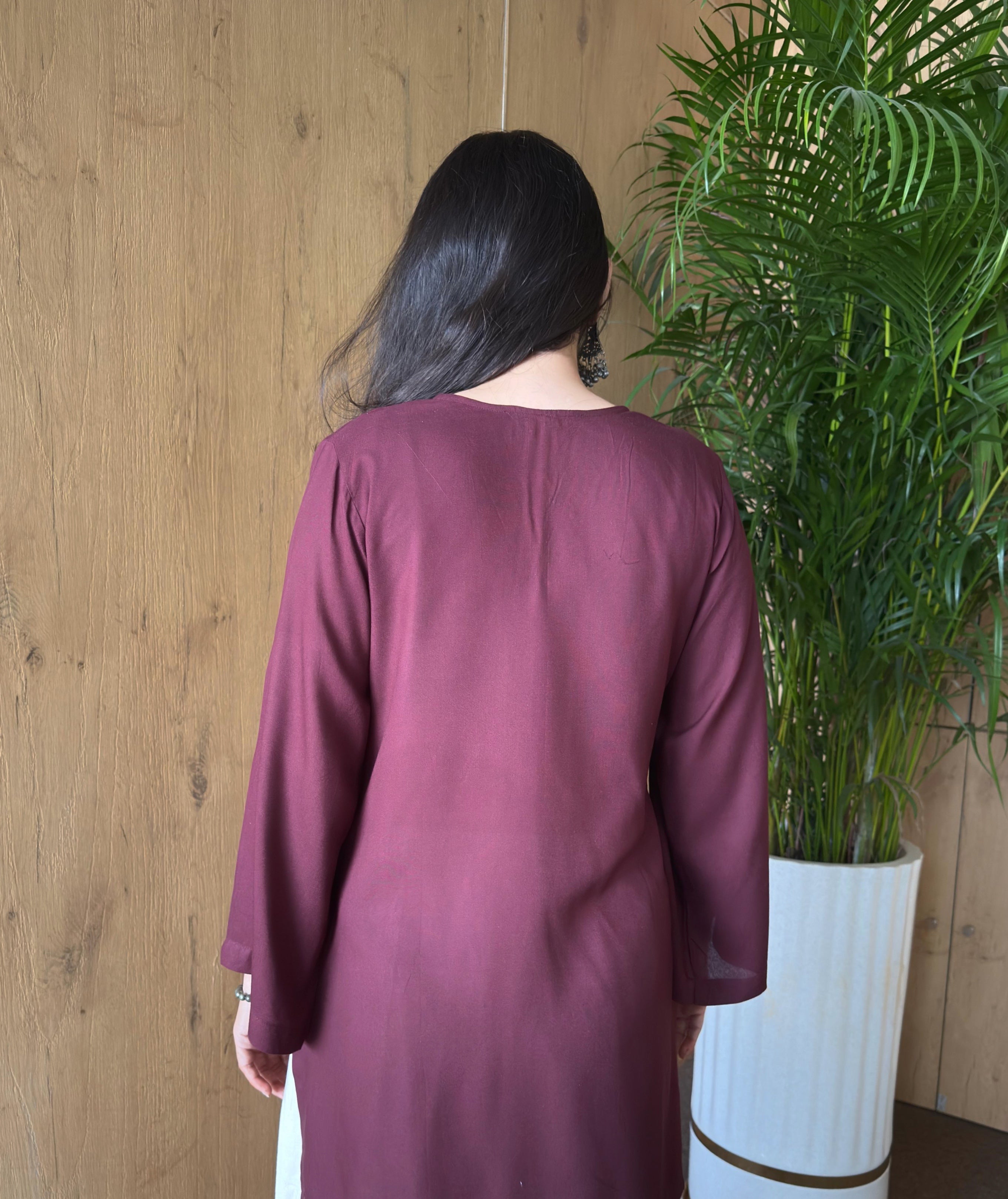 Off White Burgundy Farshi Set