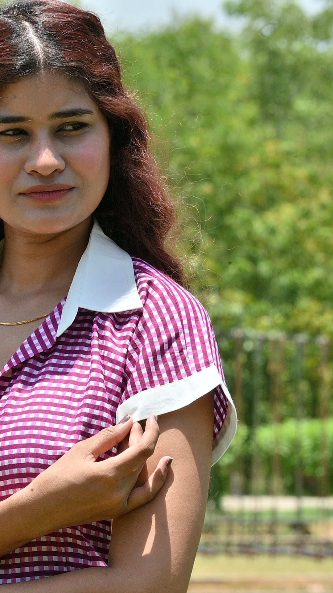 Pink Gingham Shirt Dress