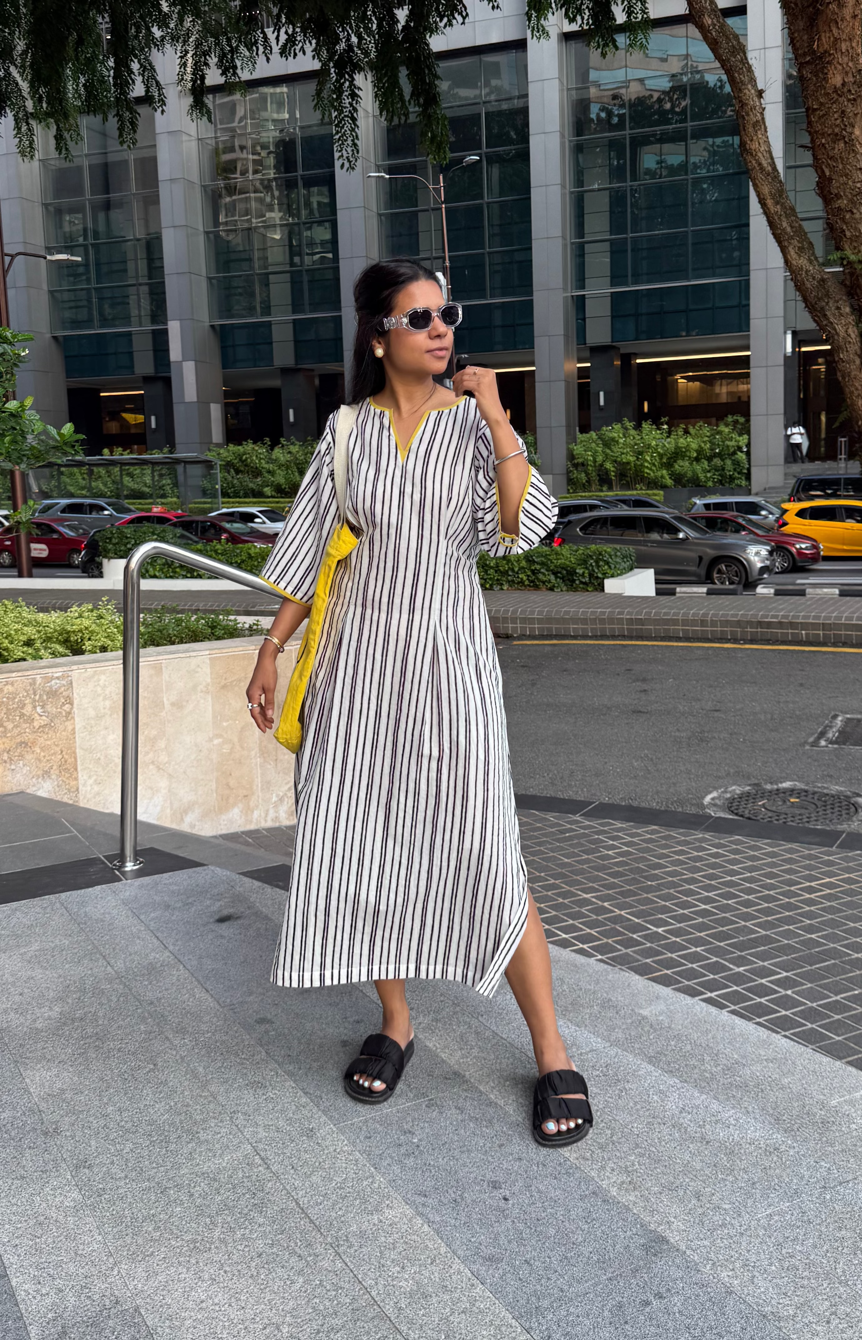 Black and White Striped Boxy Dress