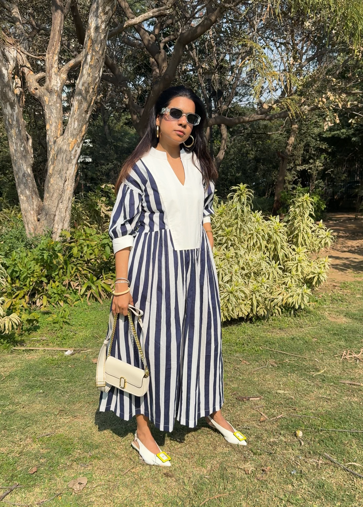 Blue White Bold Stripe Dress