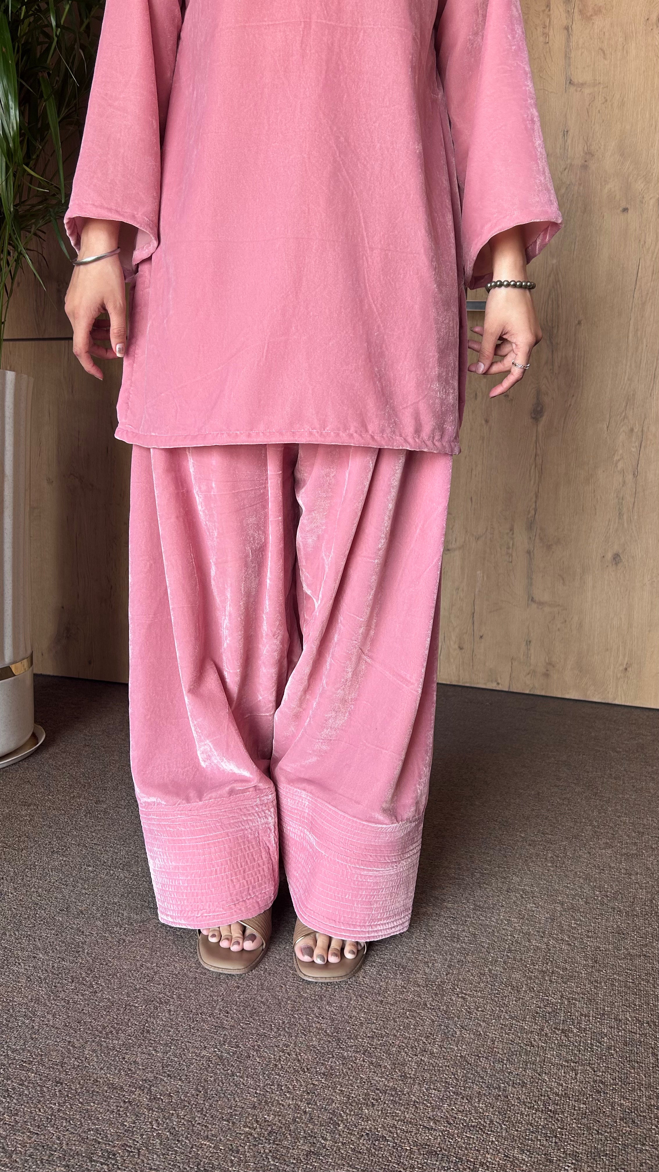 Blush Pink Velvet Farshi Salwar Set