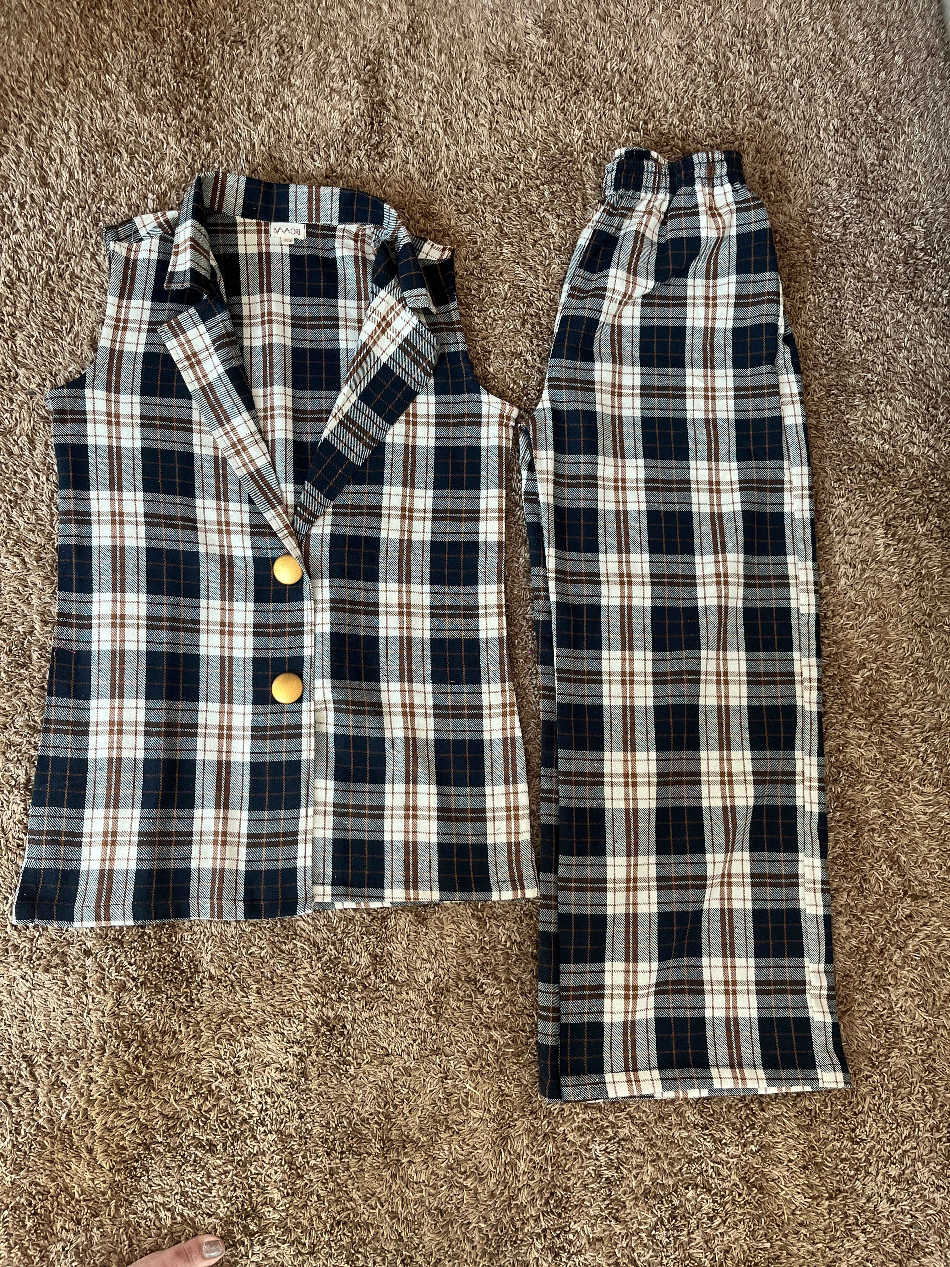 Cotswool Plaid Co Ord Set -Blue