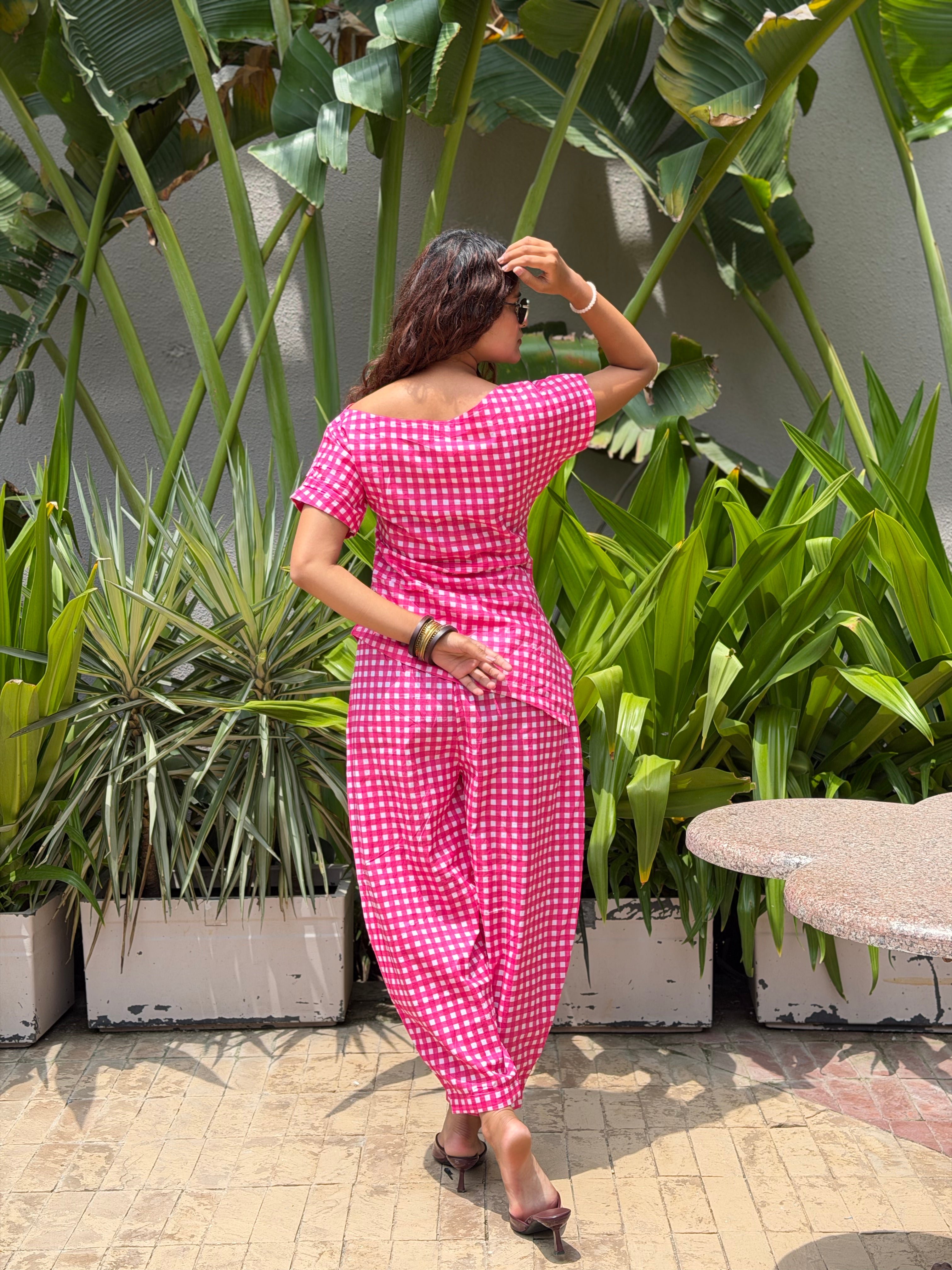 Pink Gingham Co Ord Set
