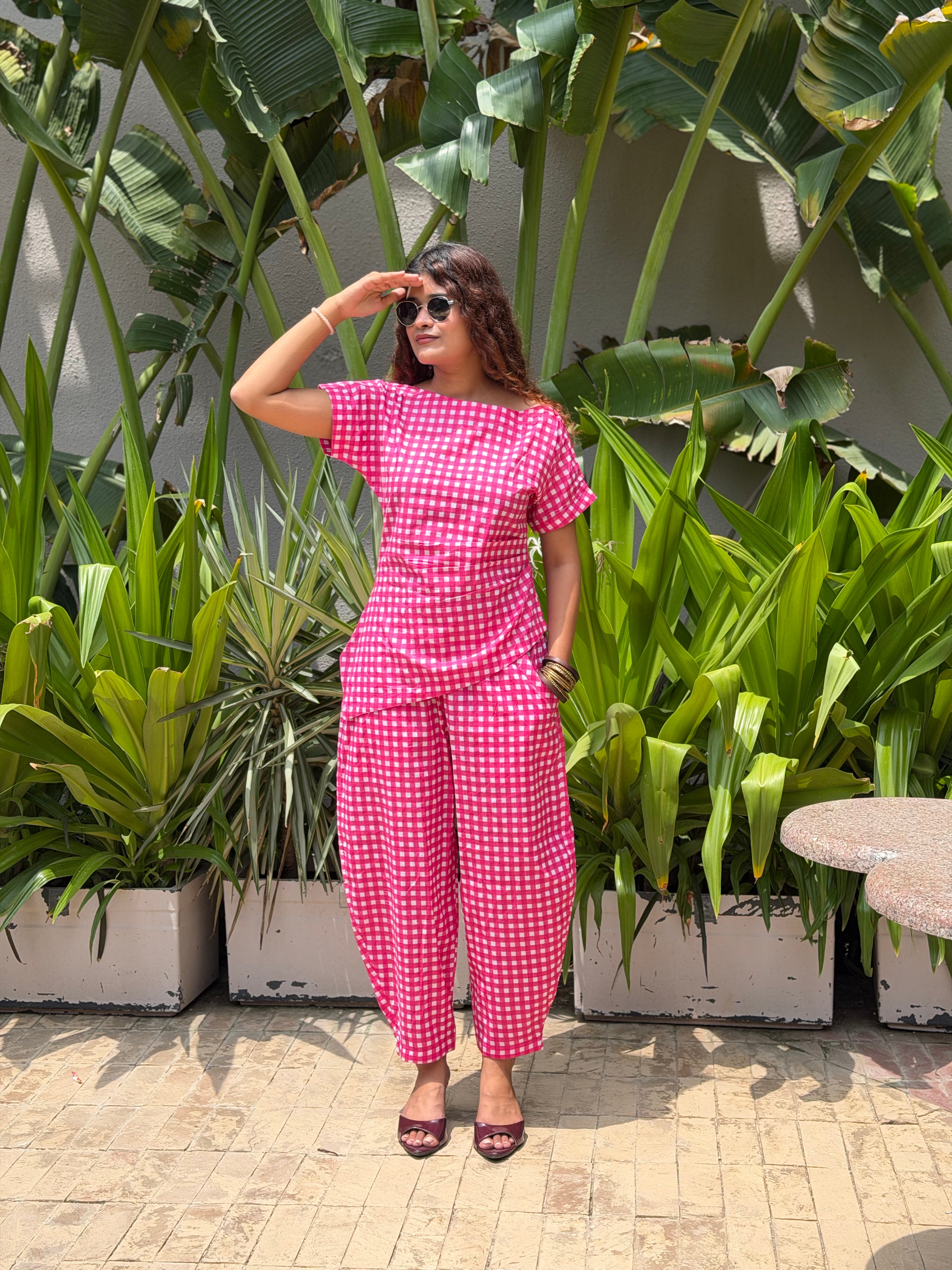 Pink Gingham Co Ord Set