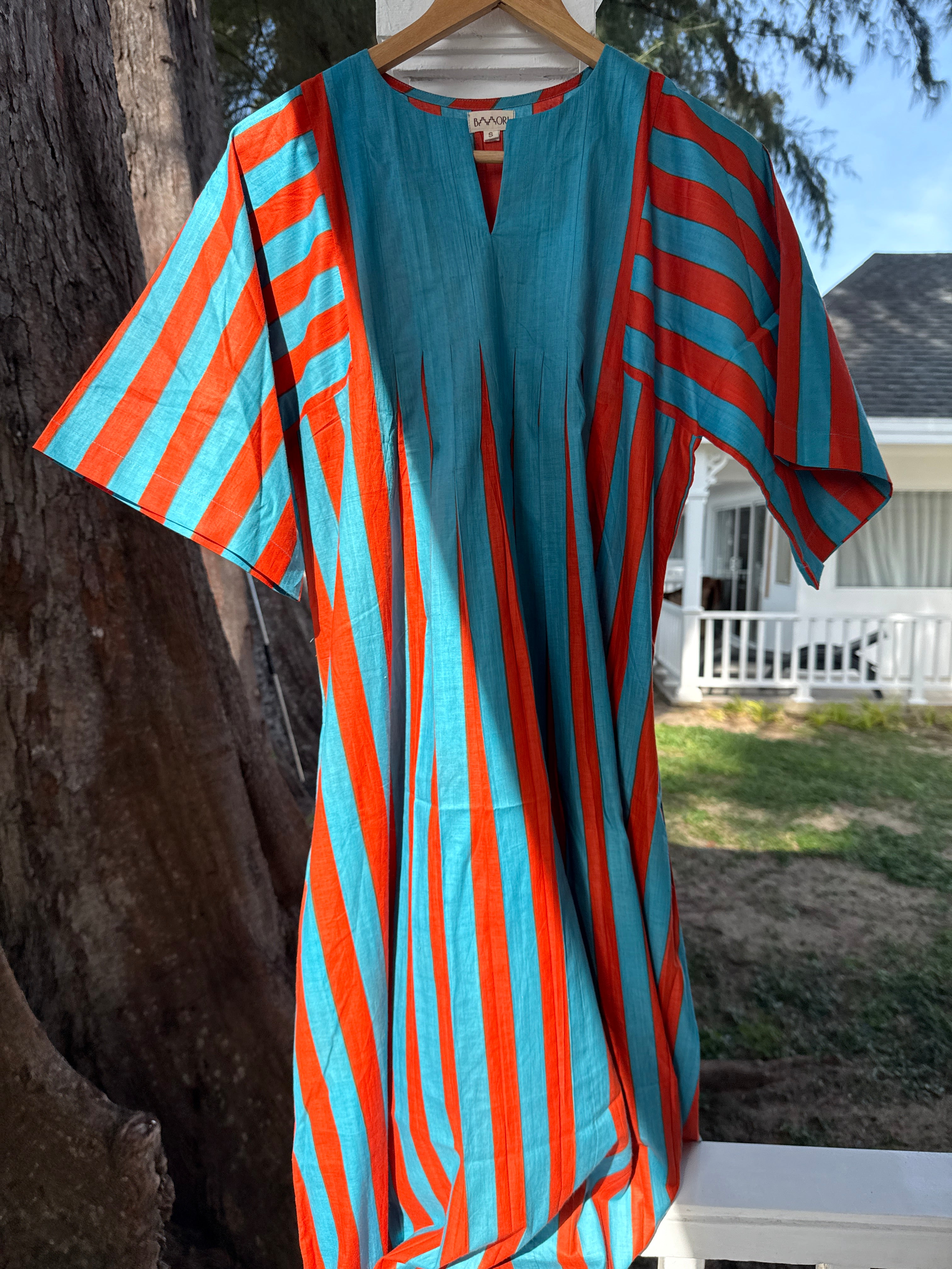 Orange and Turquoise Striped Anti Fit Dress