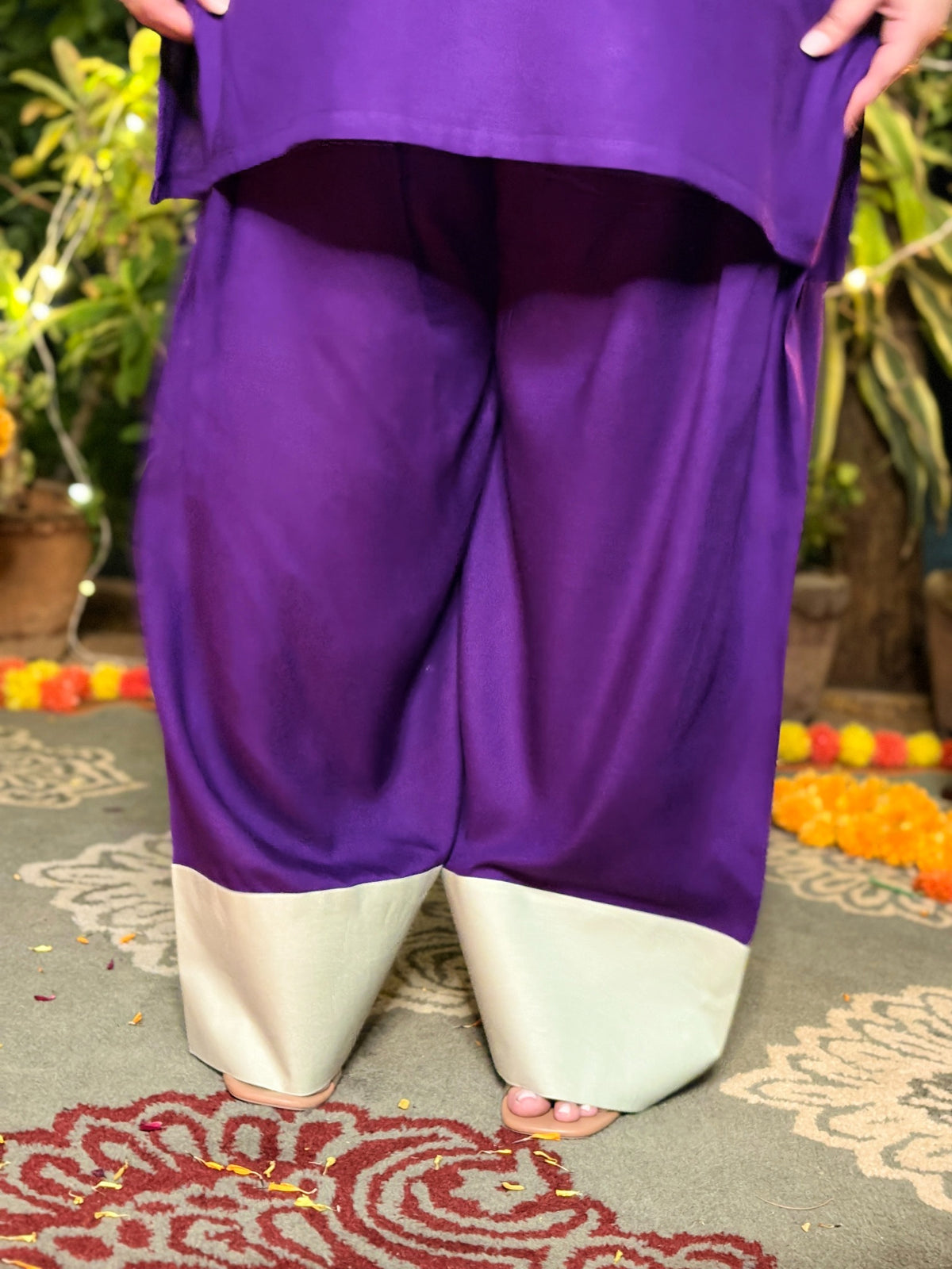 Purple Pista Festive Rayon Farshi Set