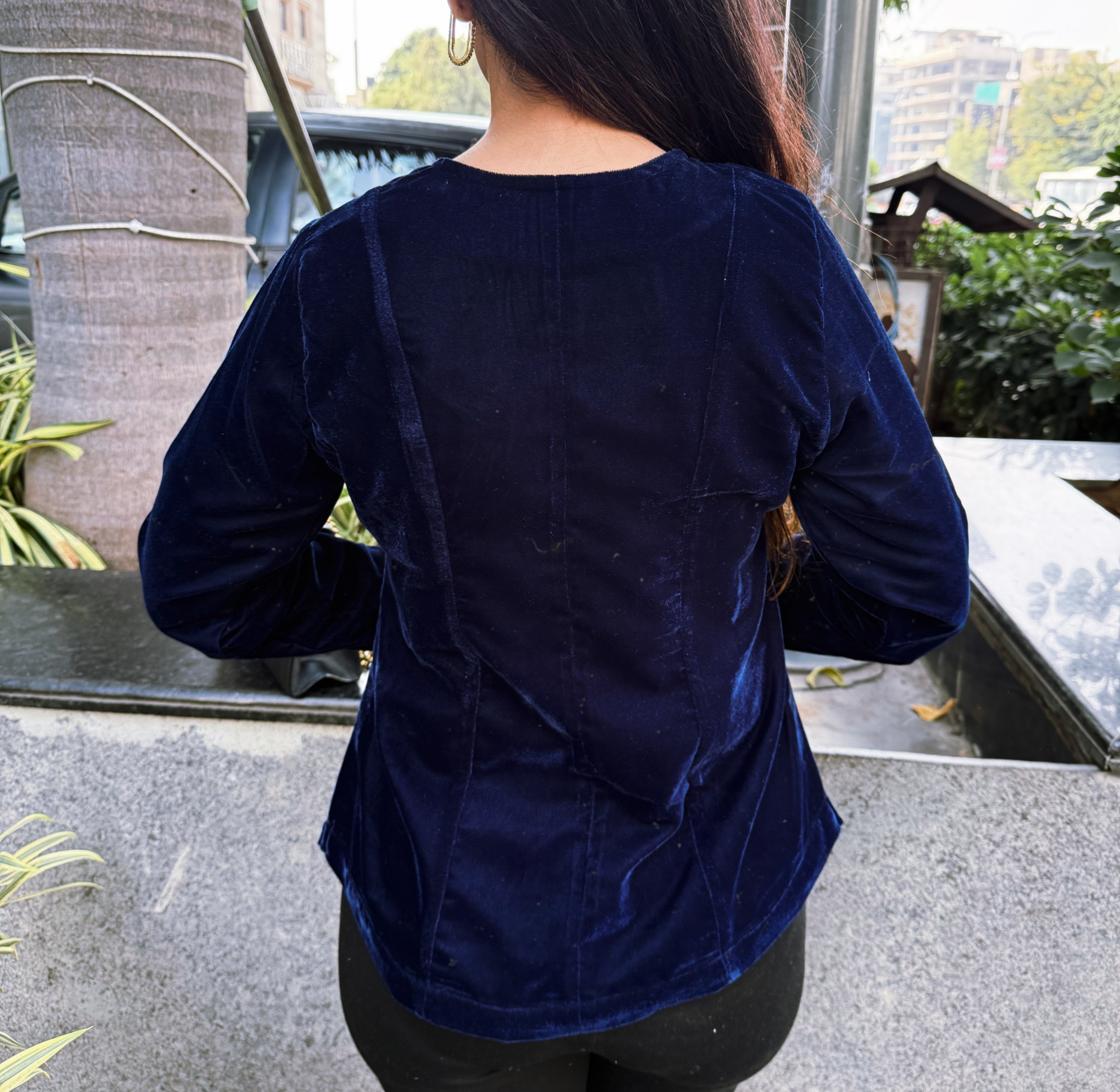 Velvet jacket Style Top - Blue