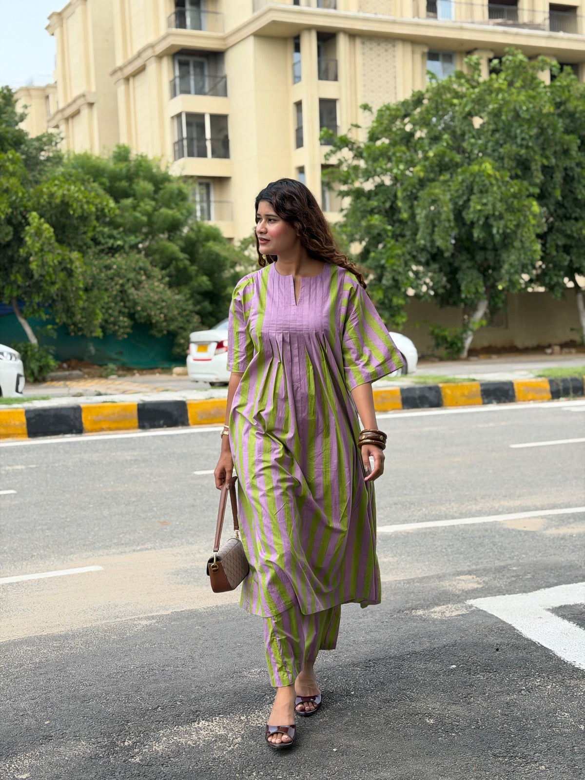 Lavender Green stripe Anti fit co-ord set