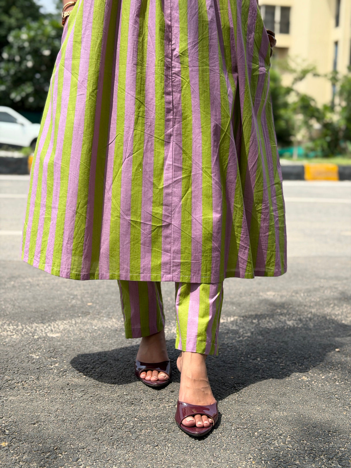 Lavender Green stripe Anti fit co-ord set