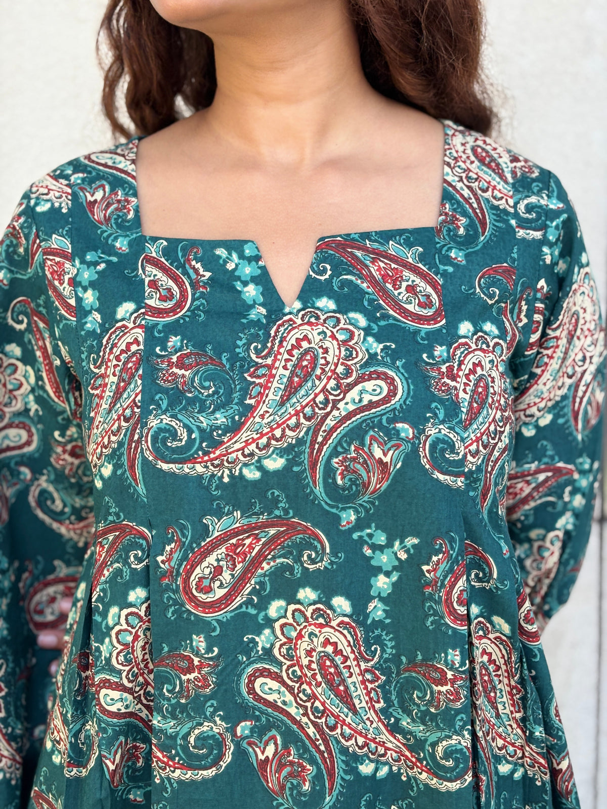 Teal Paisley Balloon Salwar Kurta Set
