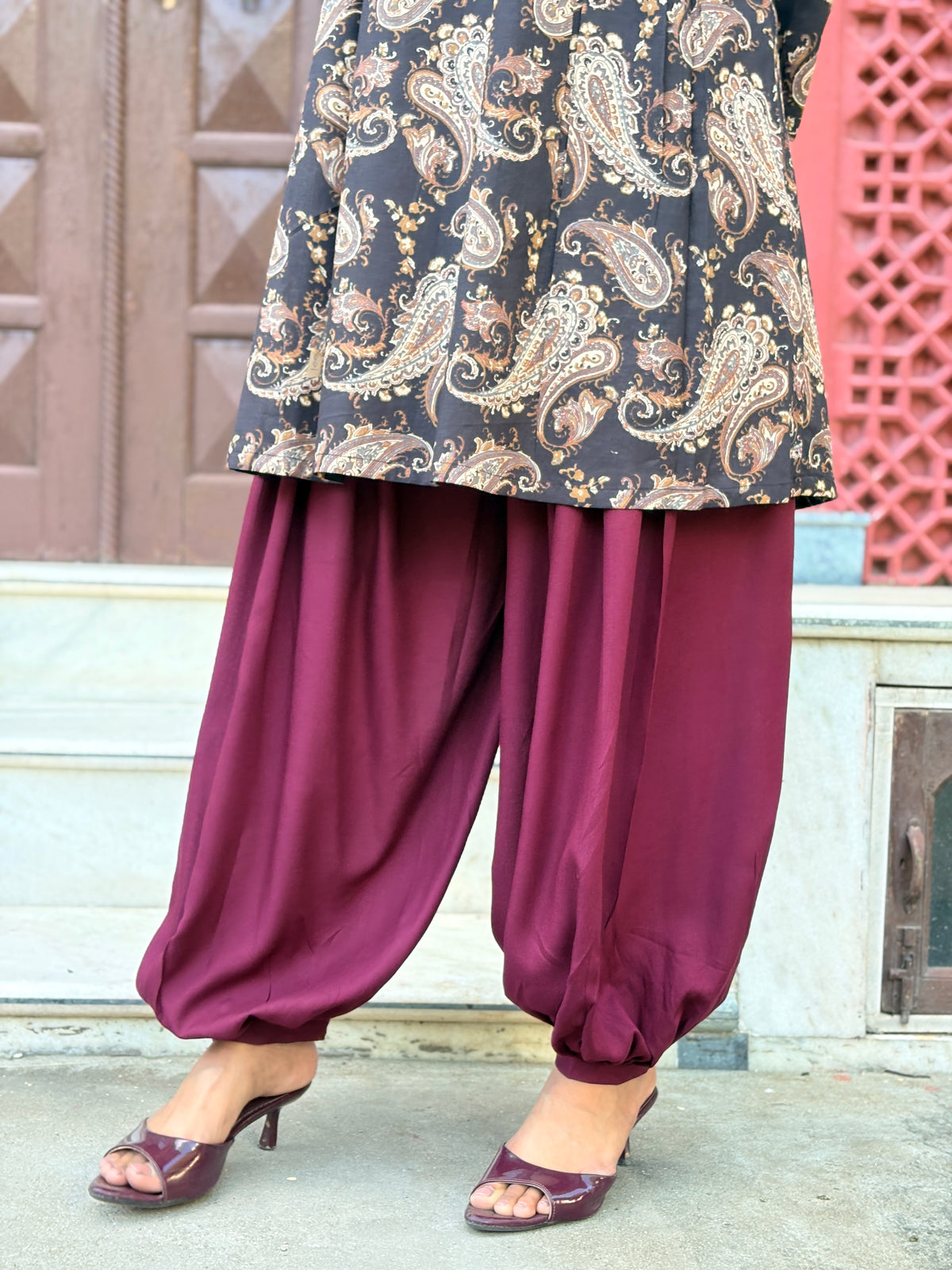Black Paisley Balloon Salwar Kurta Set