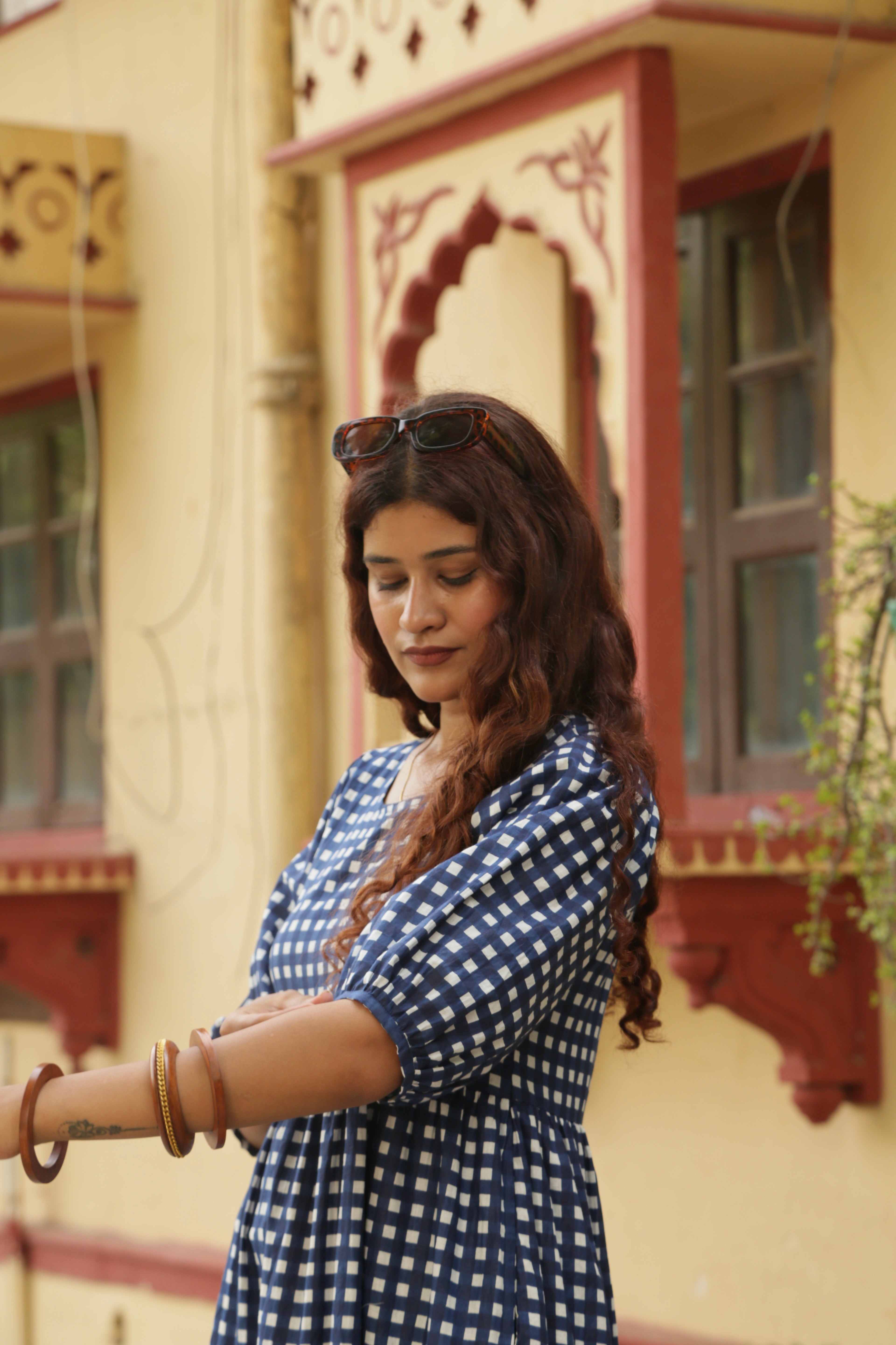 Blue Gingham Loose fit Dress