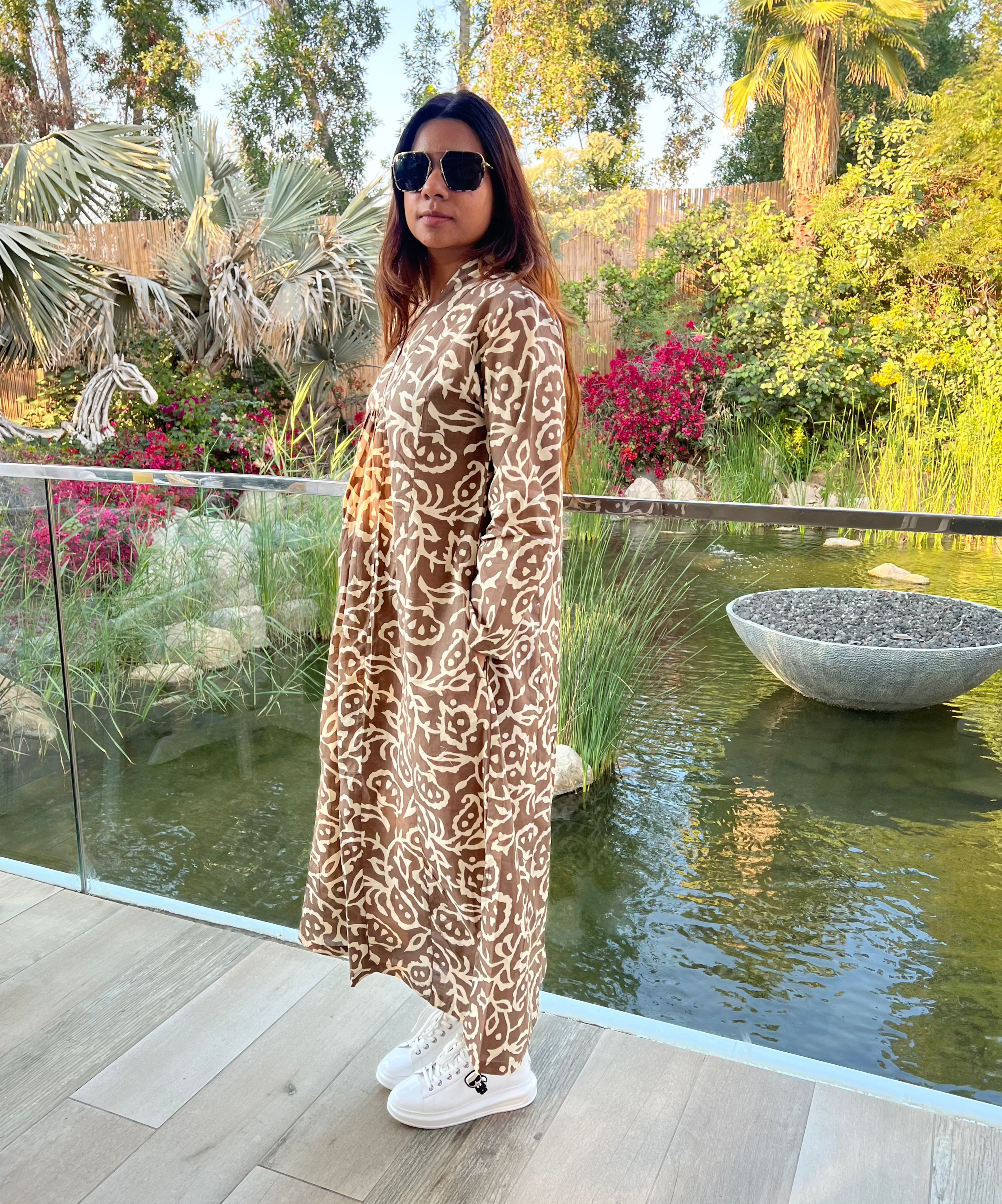 Nude Floral Day Dress