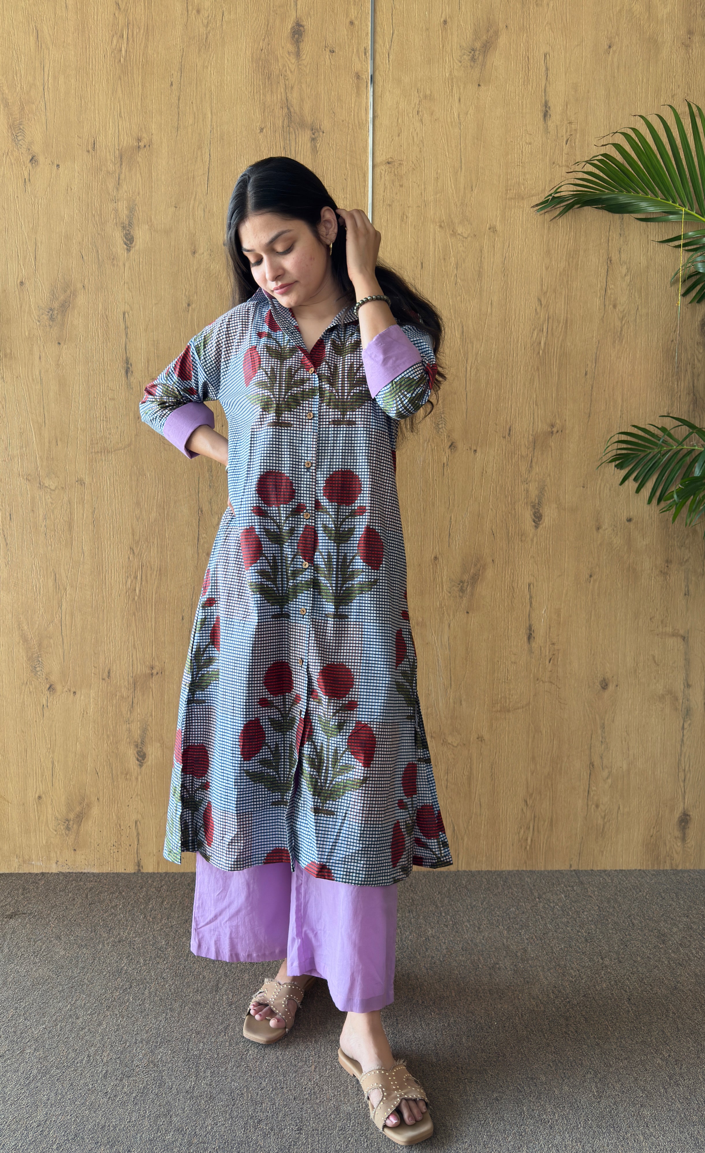 Floral Gingham Matching Couple Set