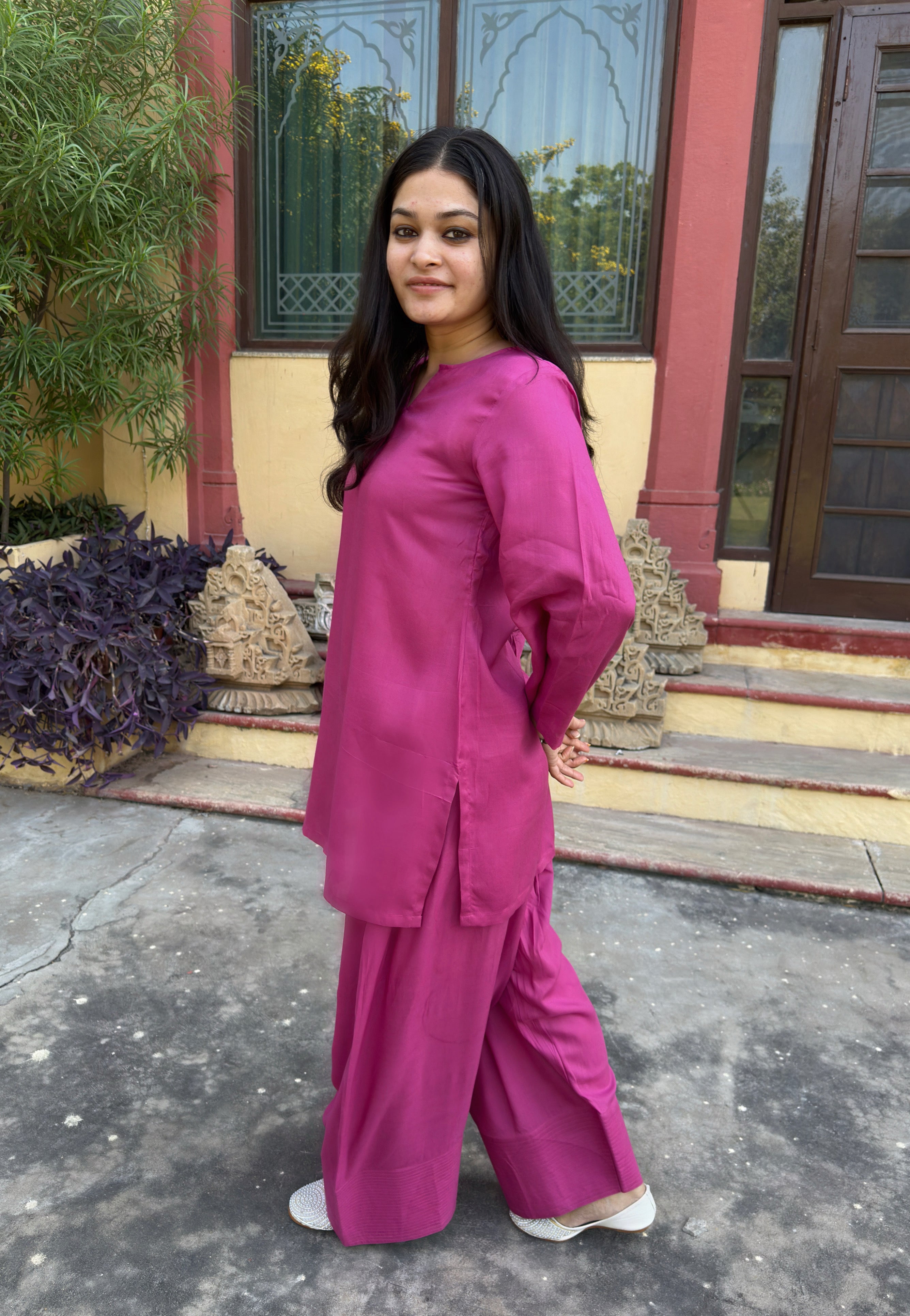 Pink Solid Farshi Salwar Set
