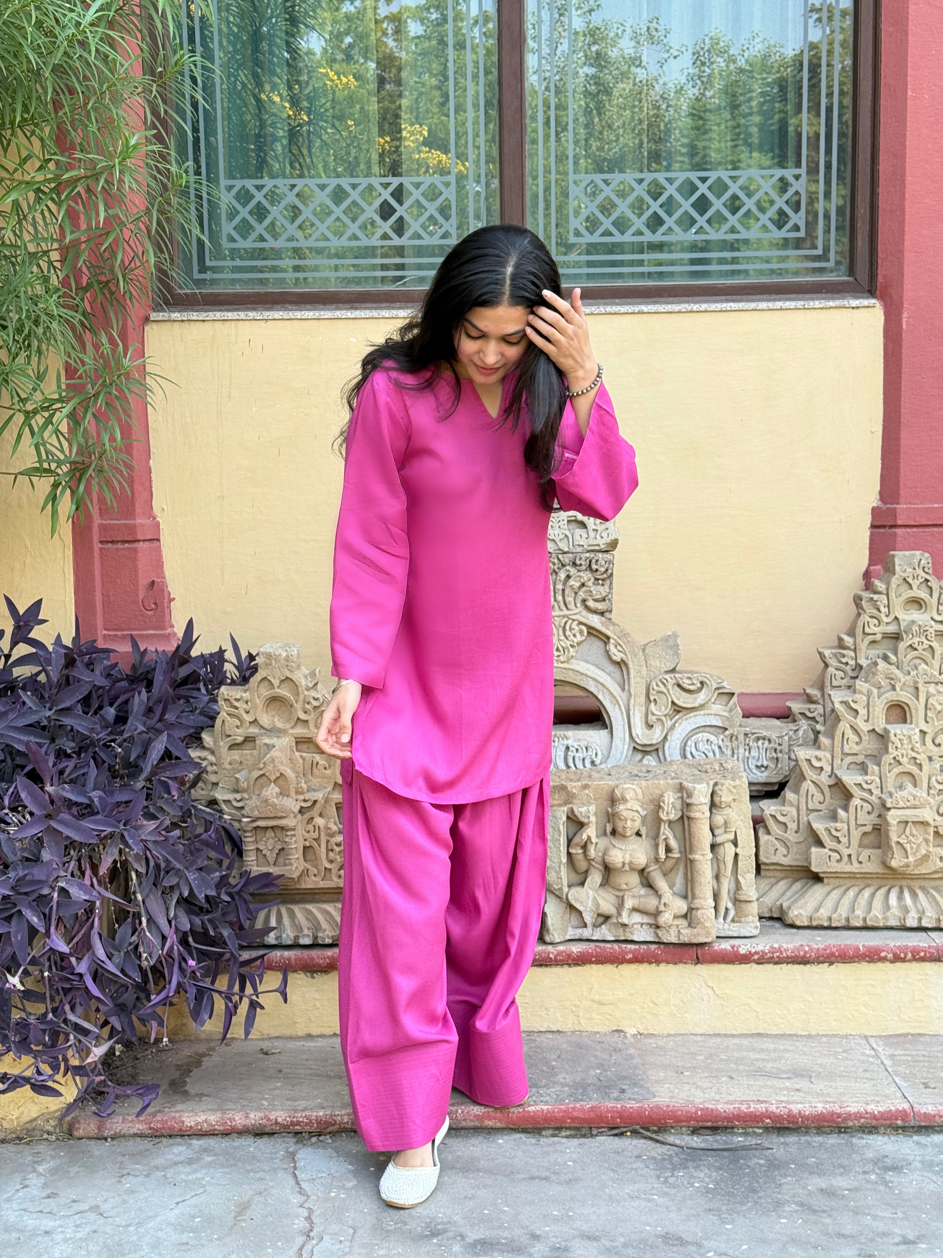 Pink Solid Farshi Salwar Set