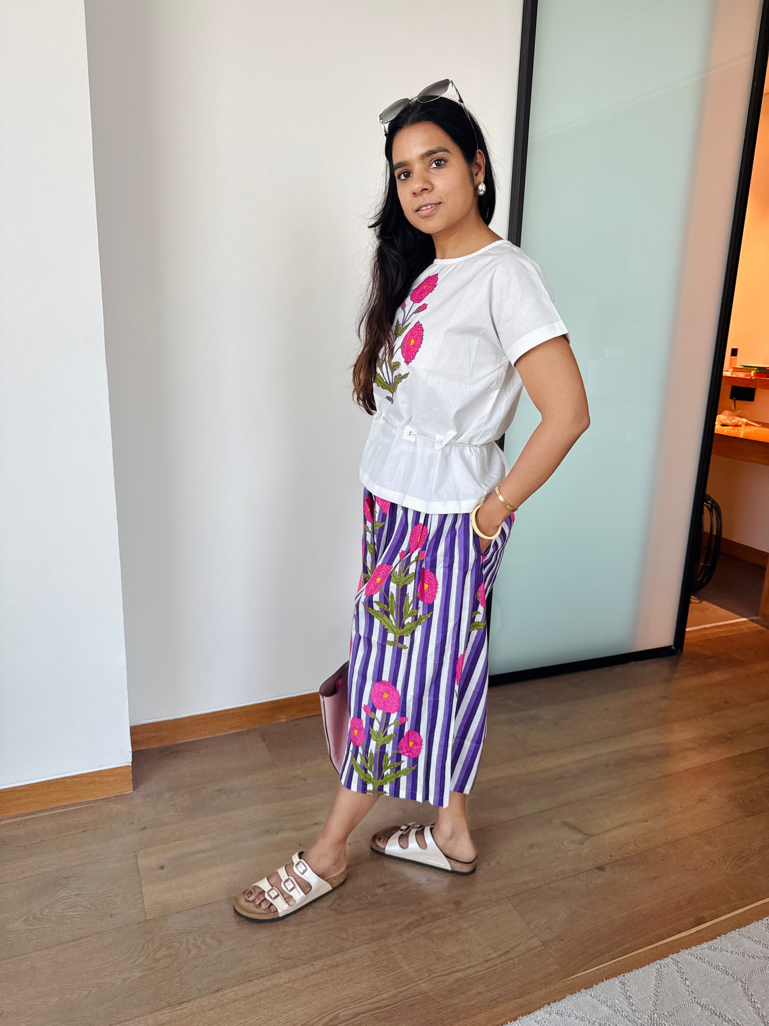 Baaori Pink Purple Patch Work Top & Culotte Pants