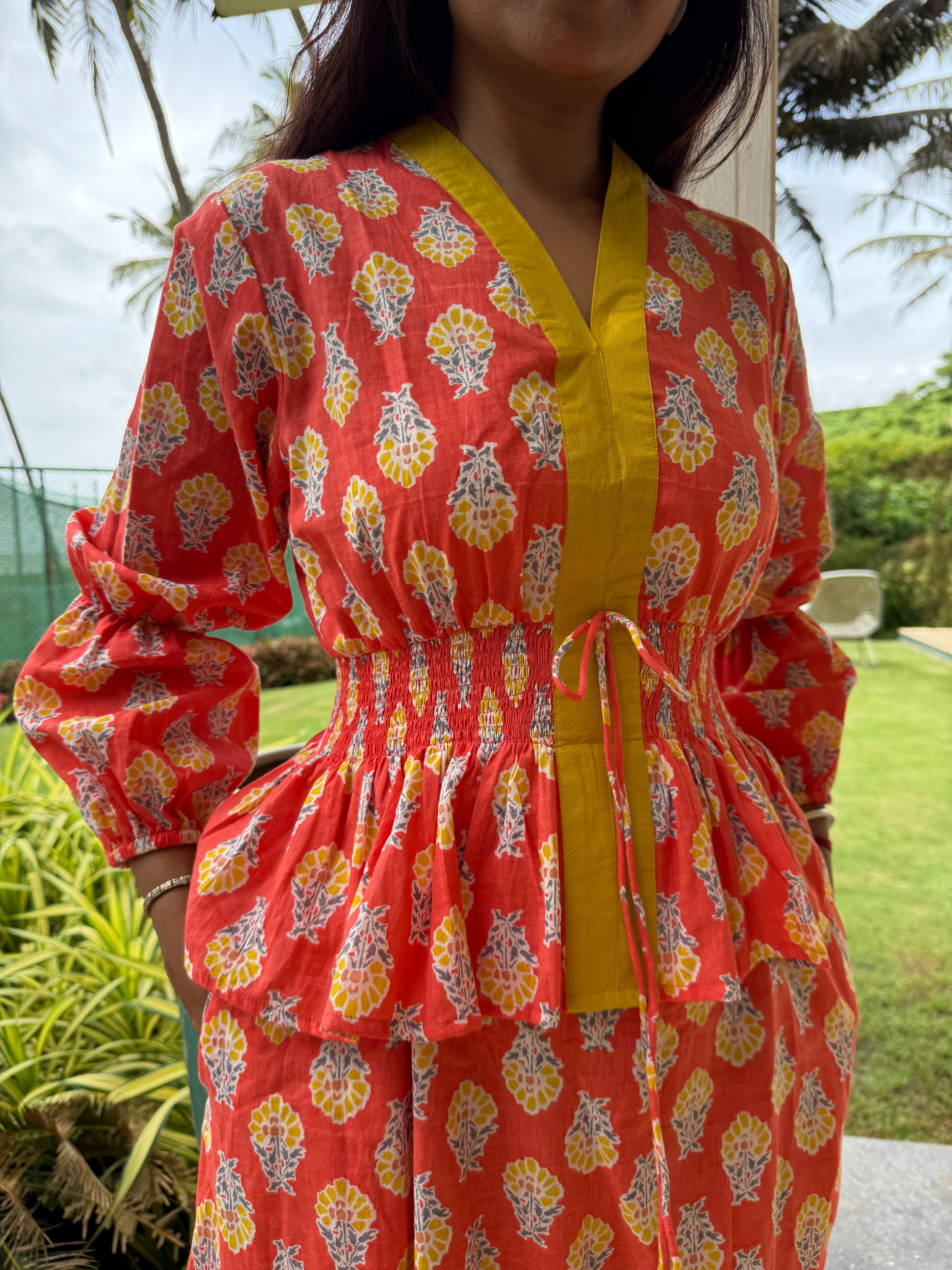 Coral Elasticated Dress