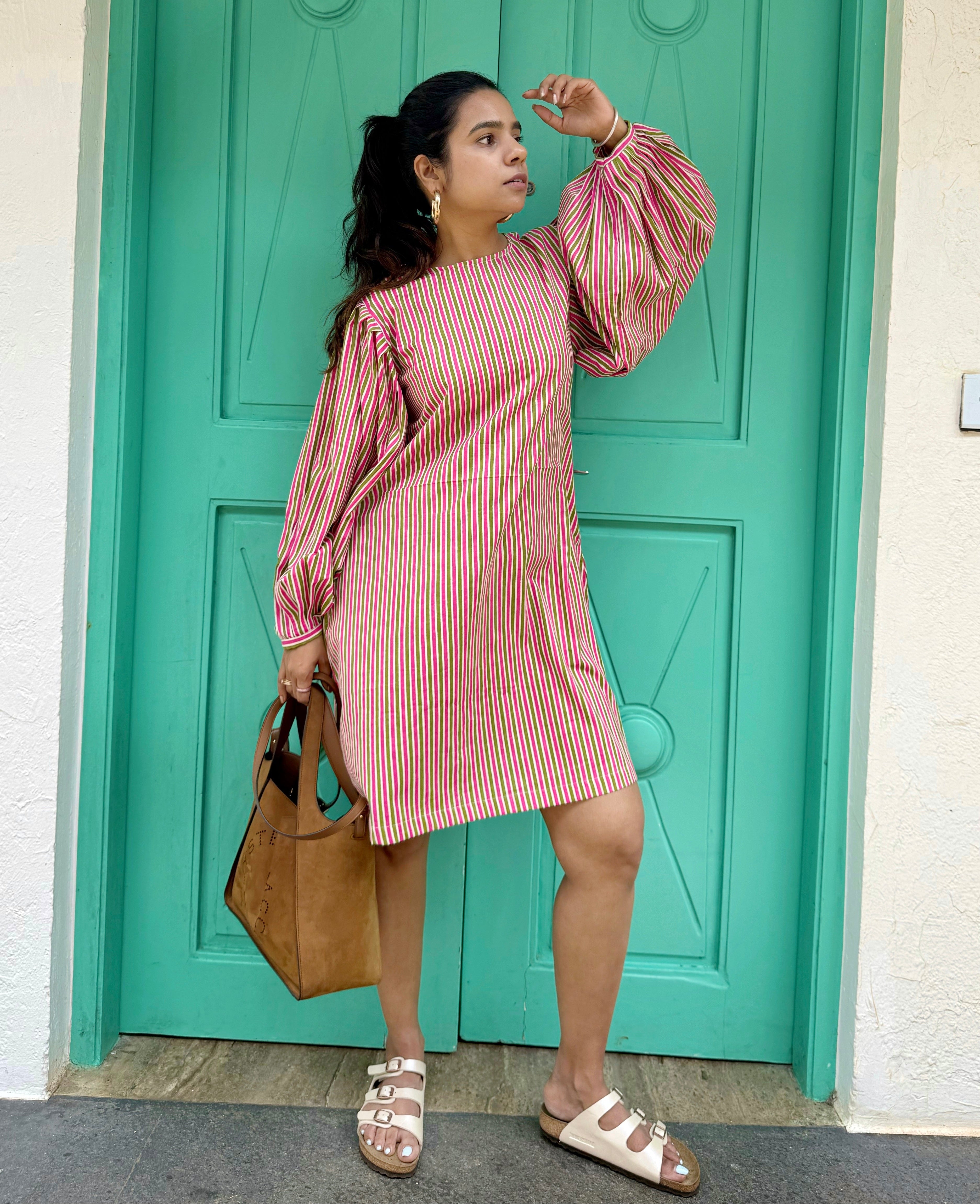 Puff Sleeve Short Dress