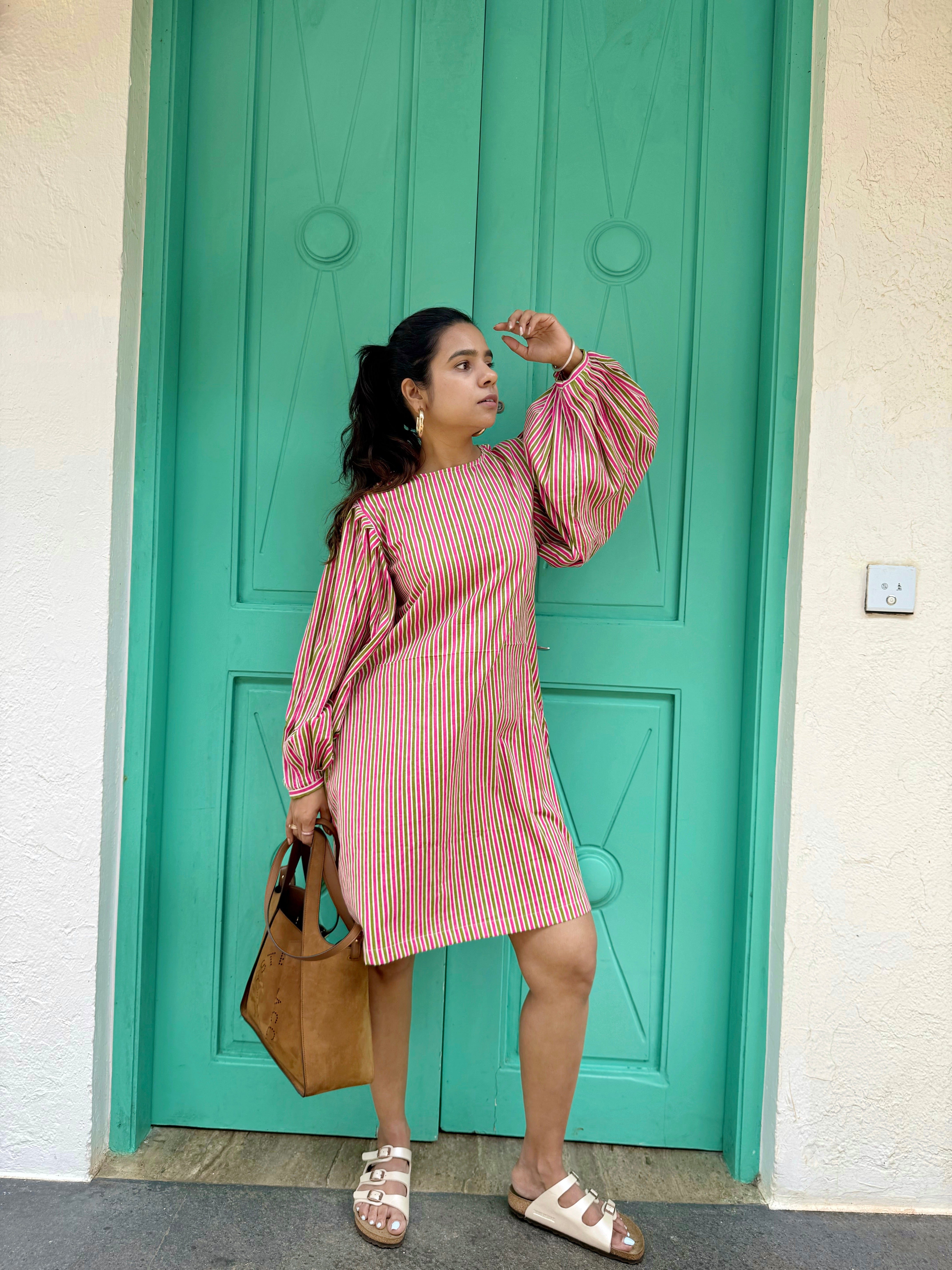 Puff Sleeve Short Dress