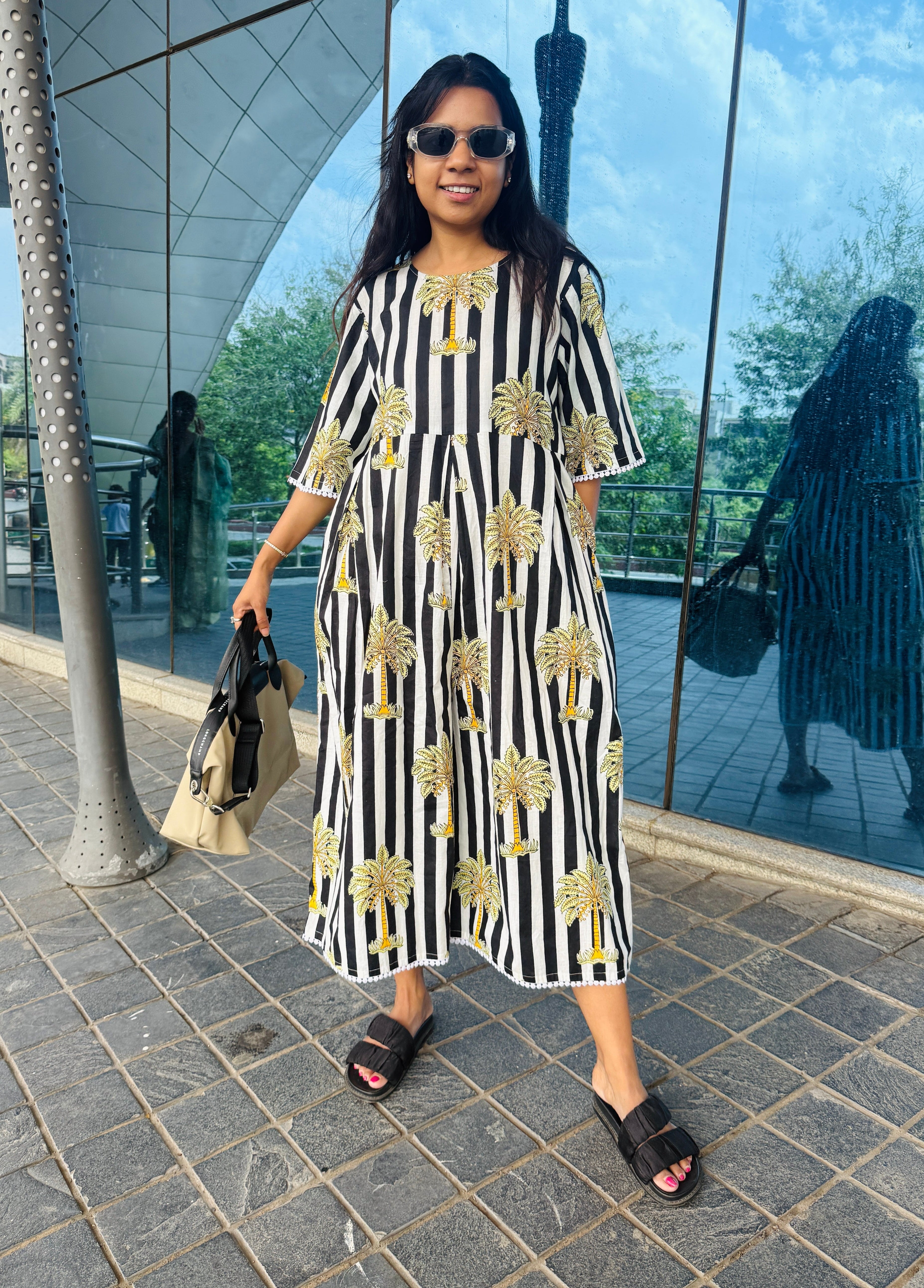 Palm Tree striped Jumpsuit