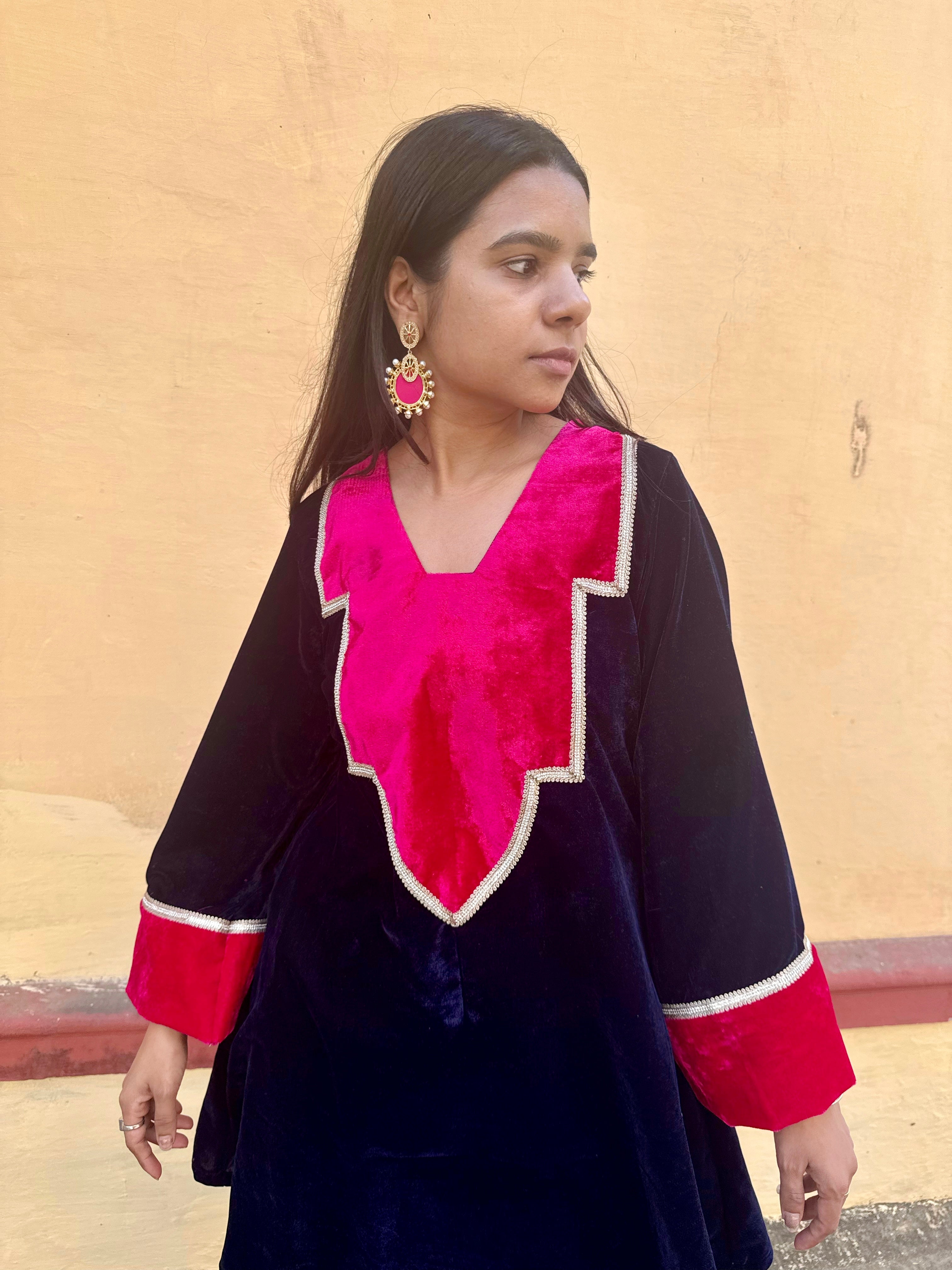 Blue Velvet Festive Farshi Salwar Set