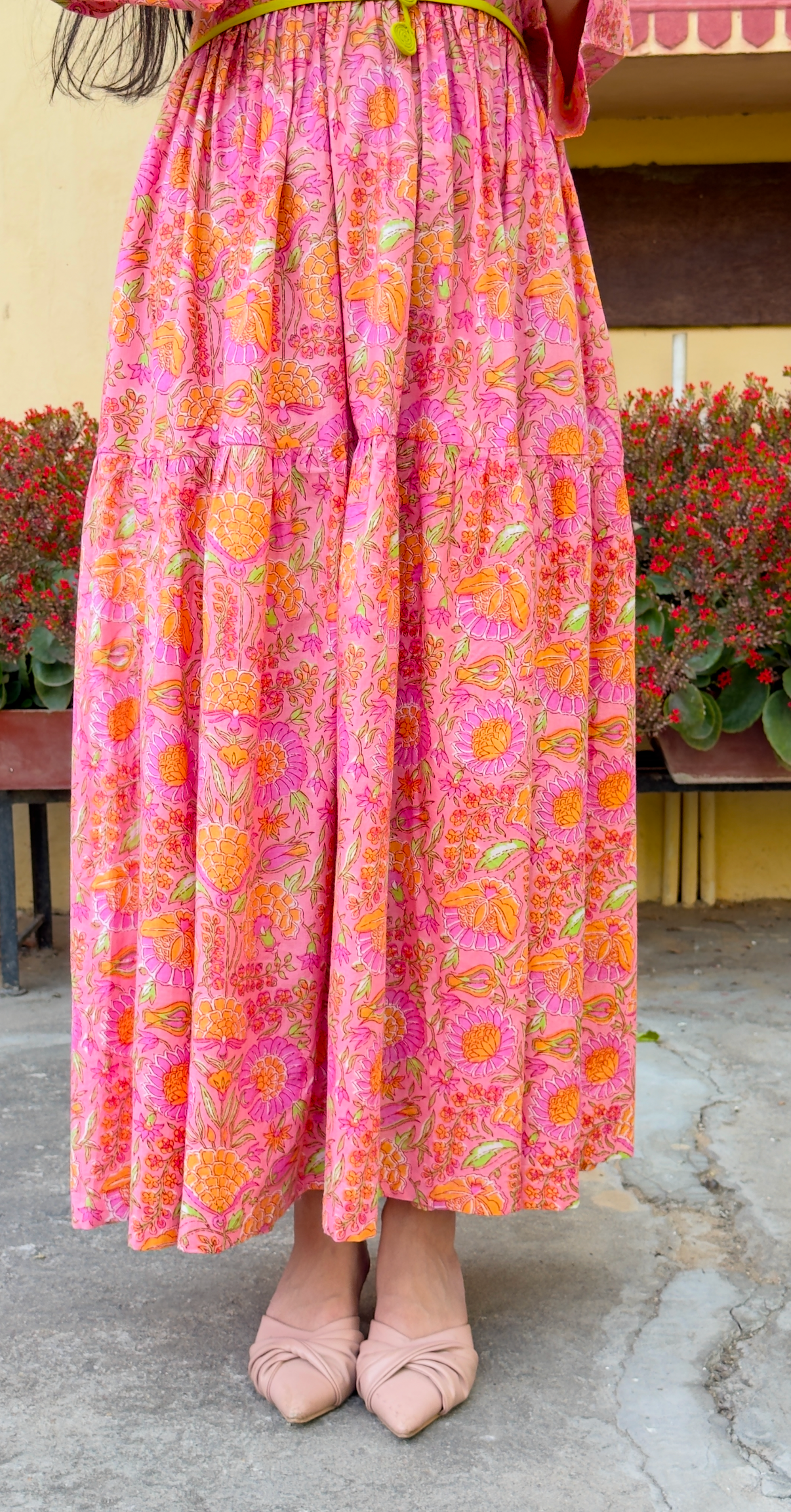 Soft Pink Floral Jaal Dress