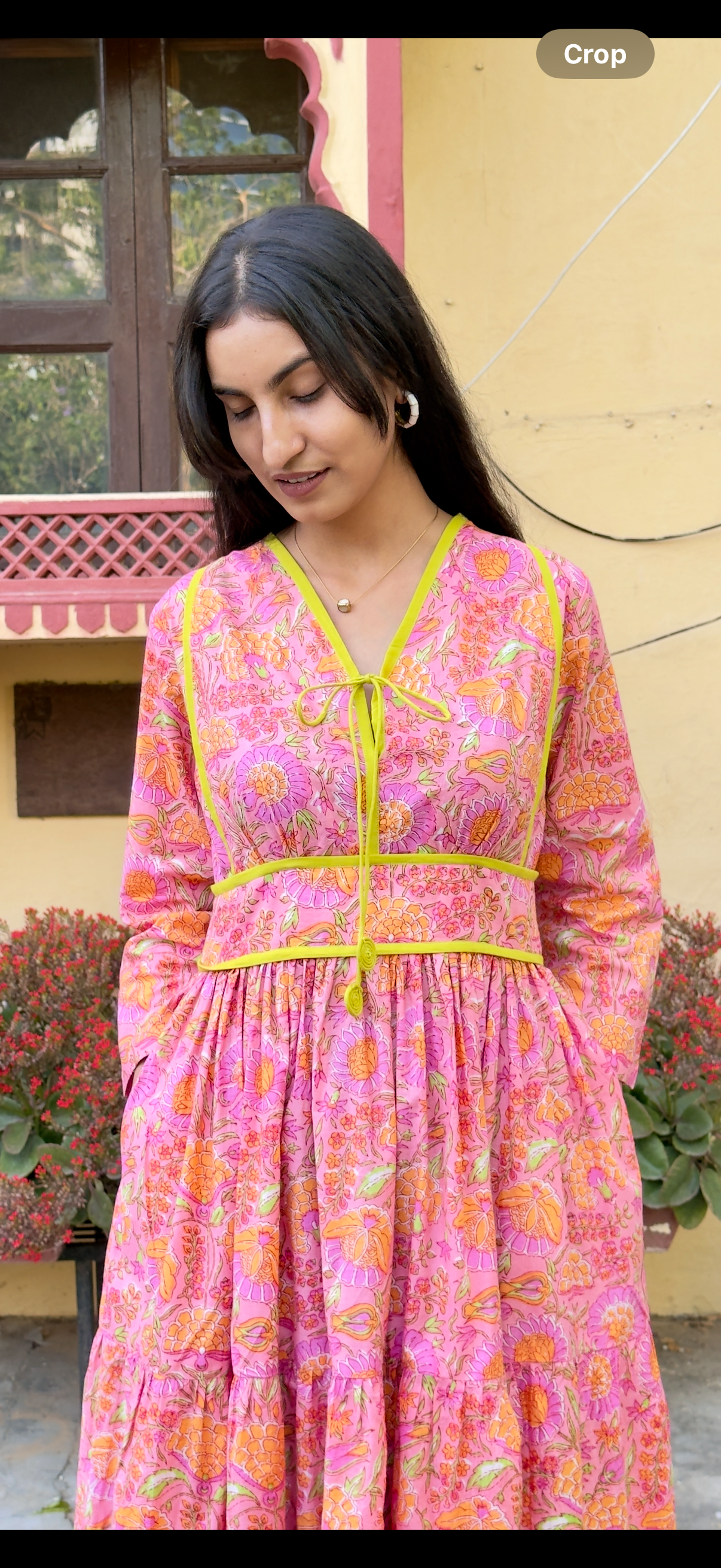 Soft Pink Floral Jaal Dress