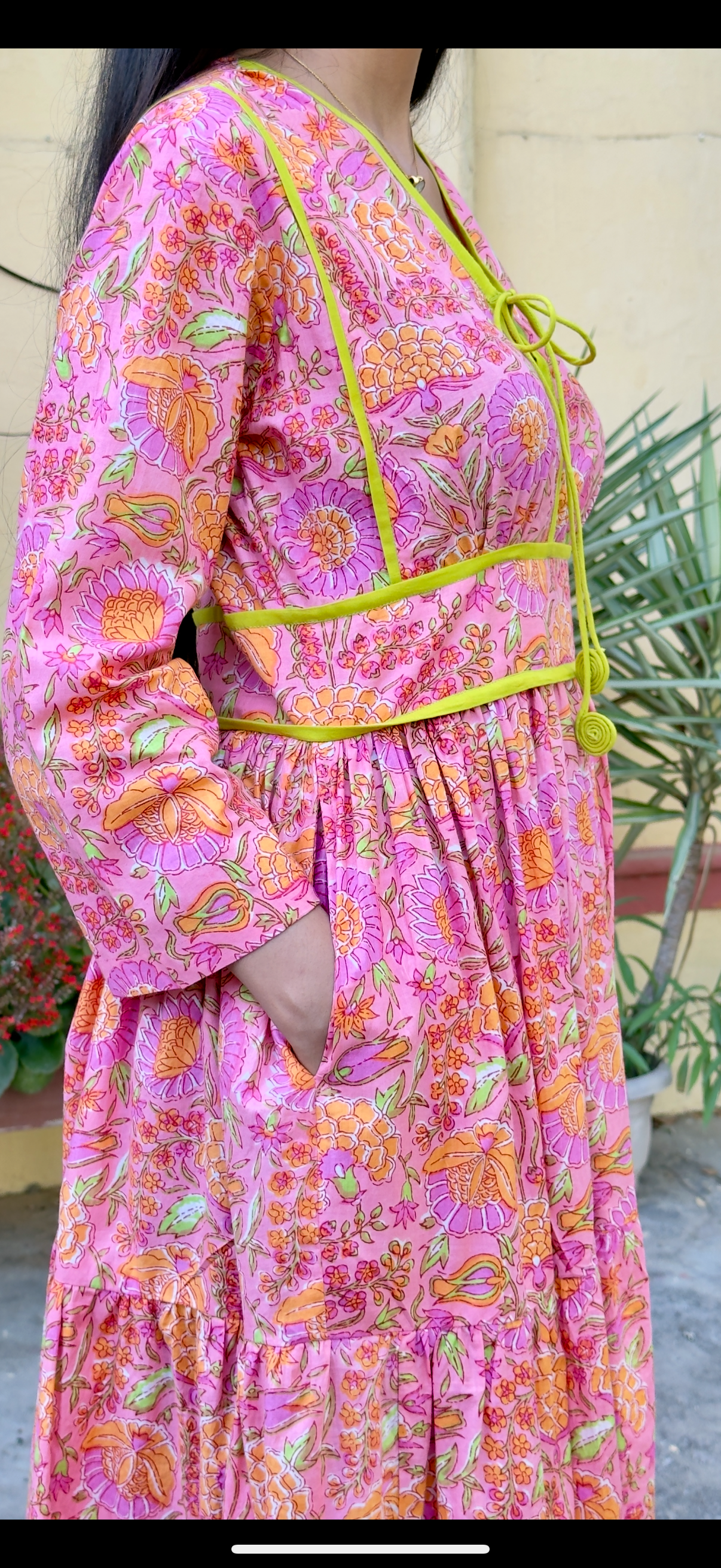 Soft Pink Floral Jaal Dress
