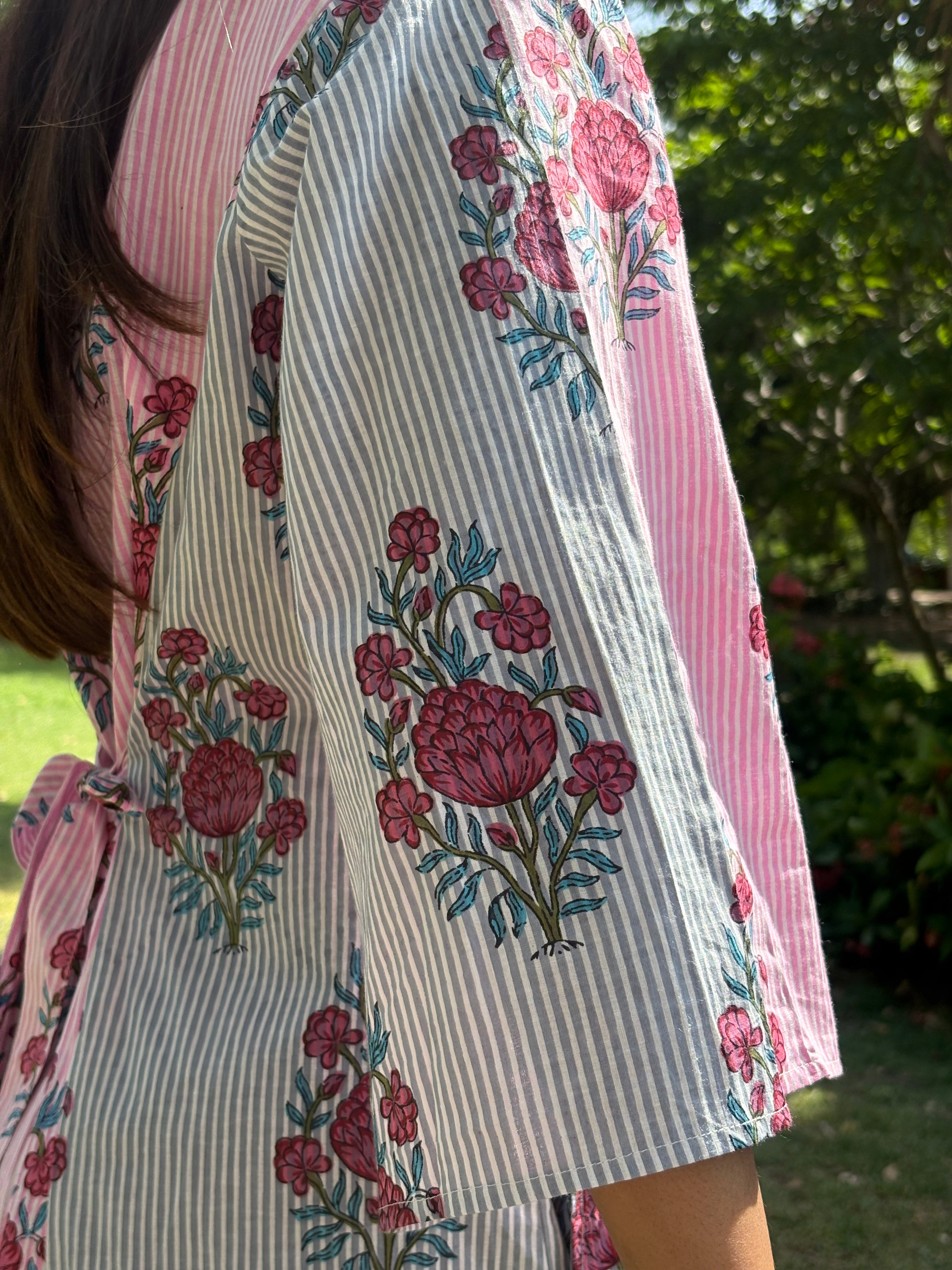 Two Toned Striped Printed Dress