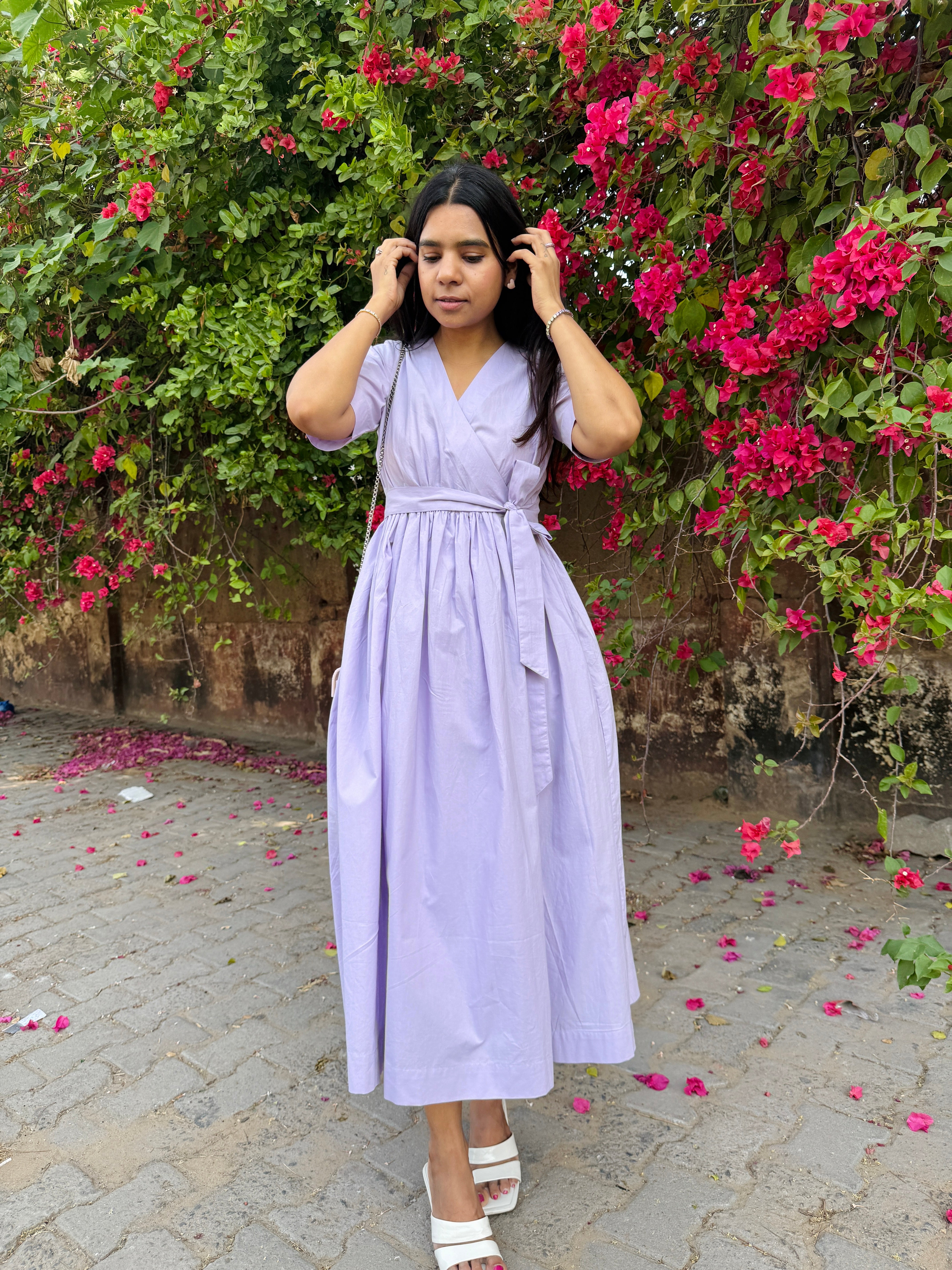 Purple Poplin Wrap Dress