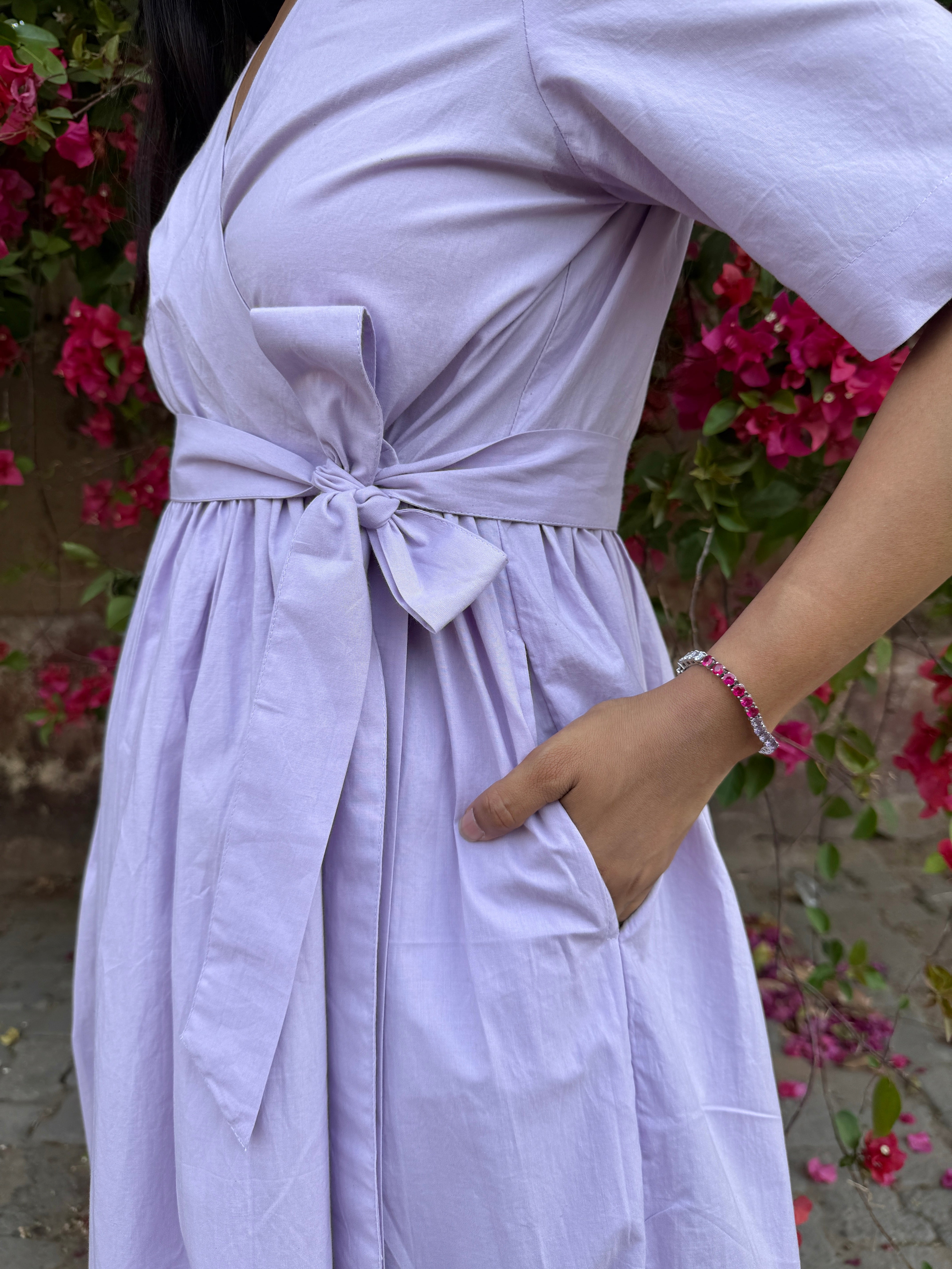 Purple Poplin Wrap Dress