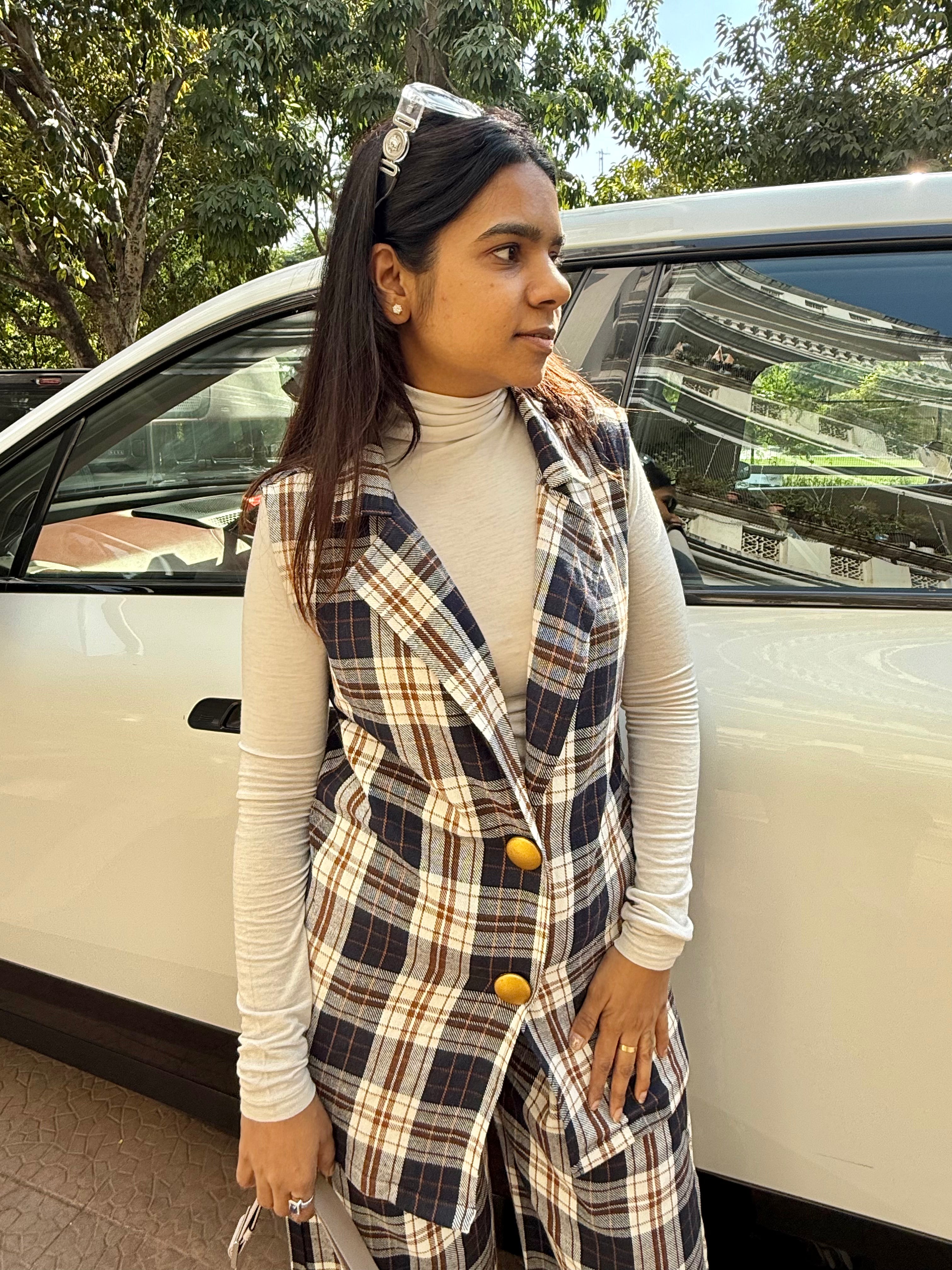 Cotswool Plaid Co Ord Set -Blue