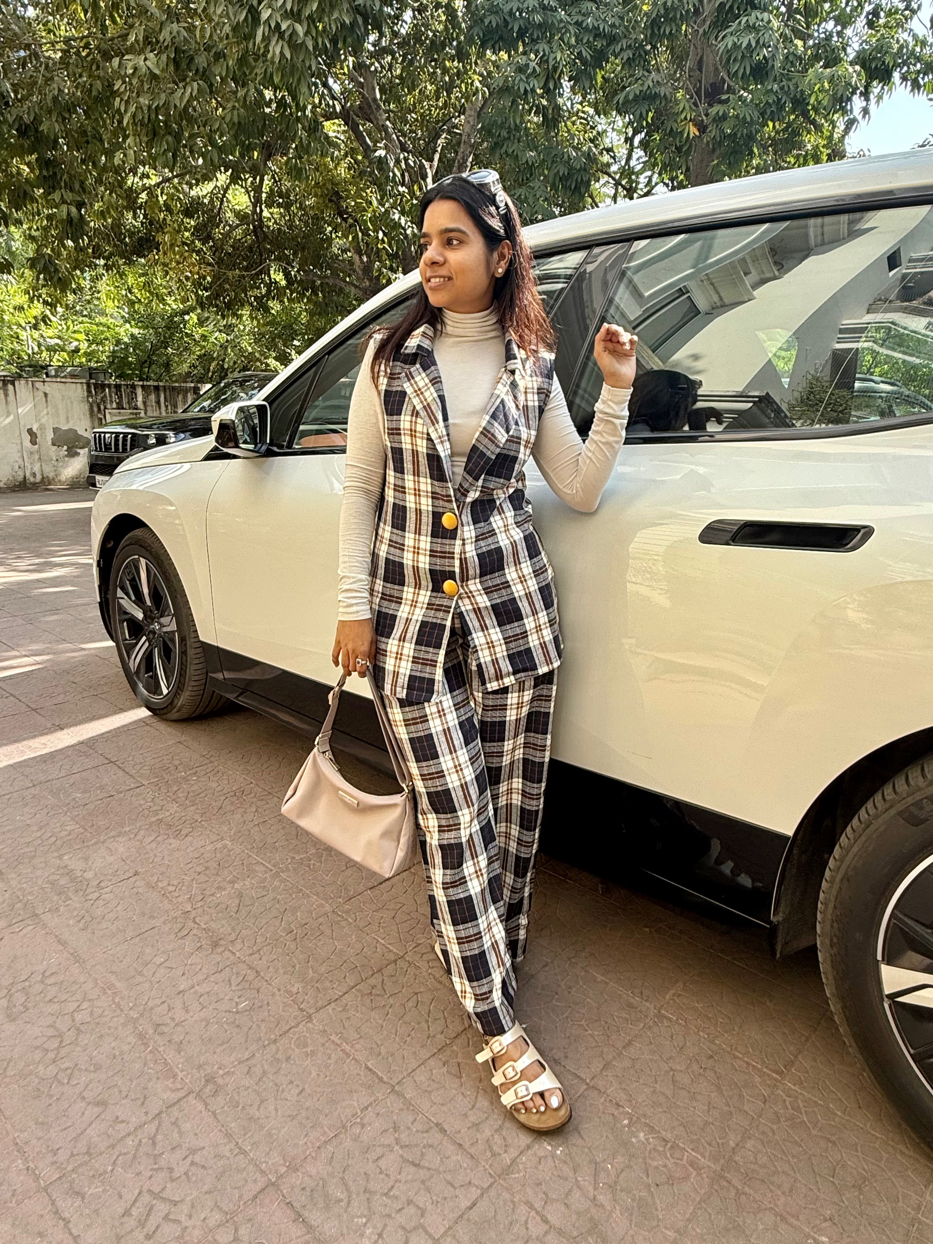 Cotswool Plaid Co Ord Set -Blue