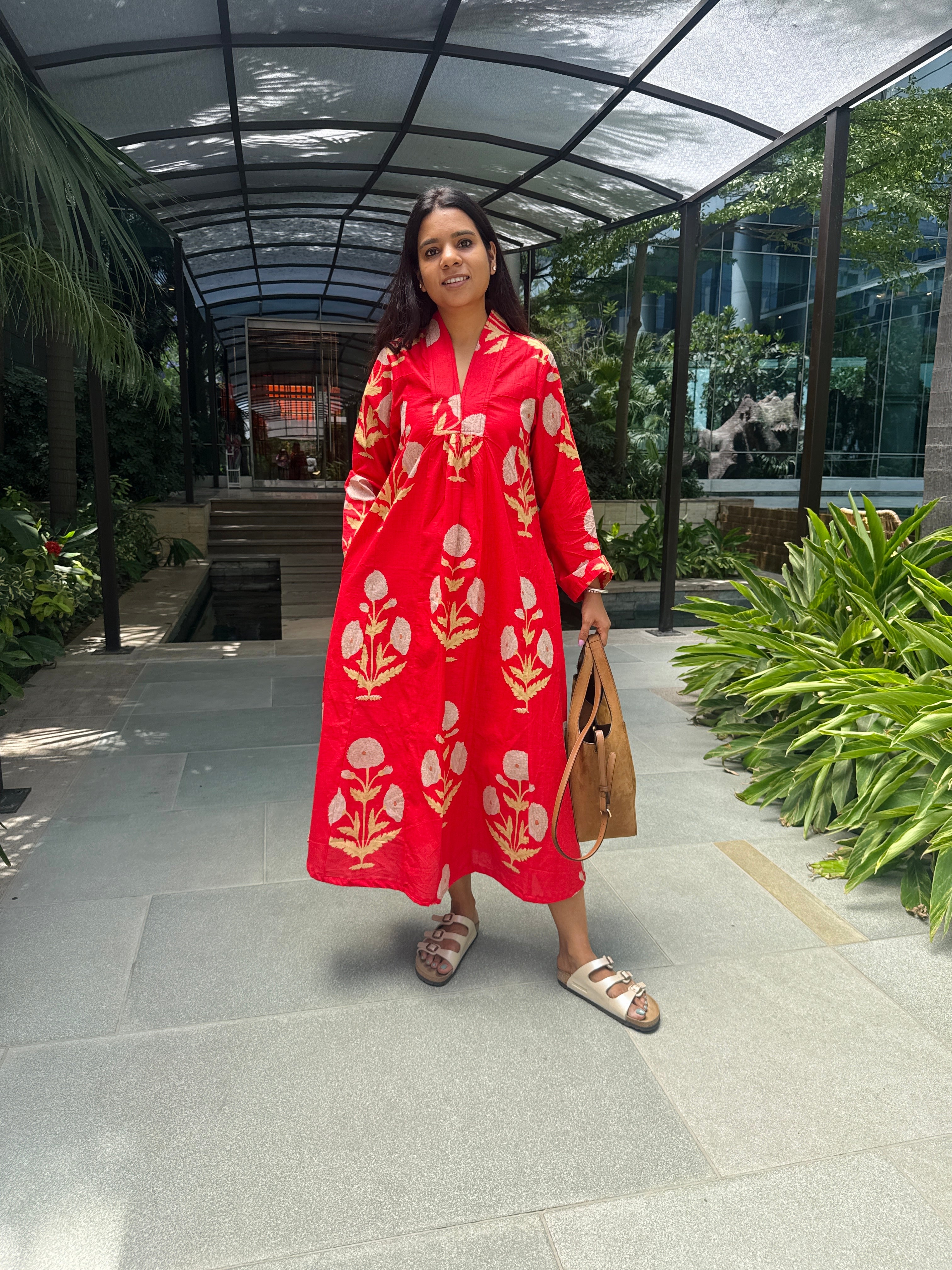 Red Buta Day Dress