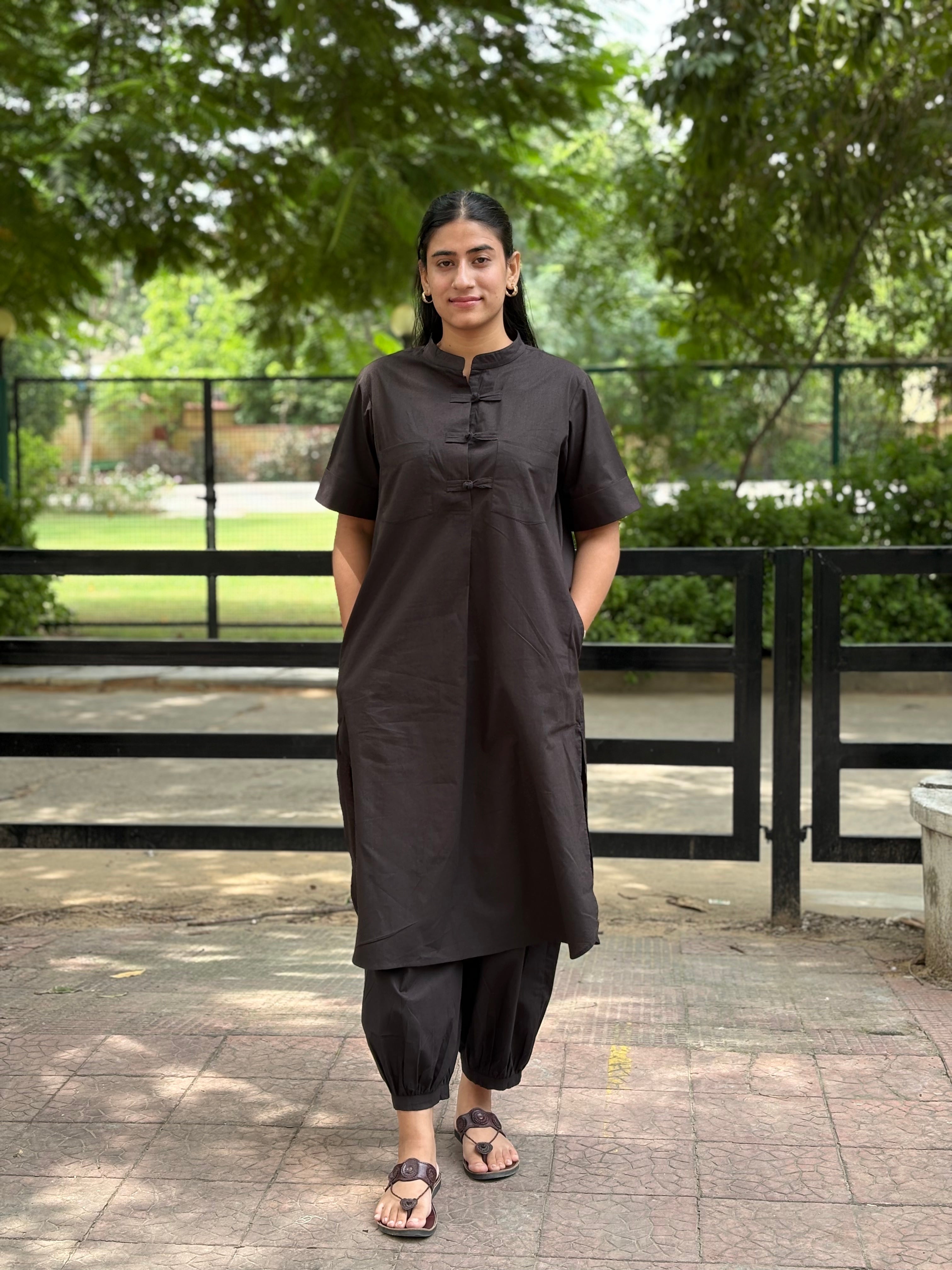 Black Mandarin Collar Co-Ord Set