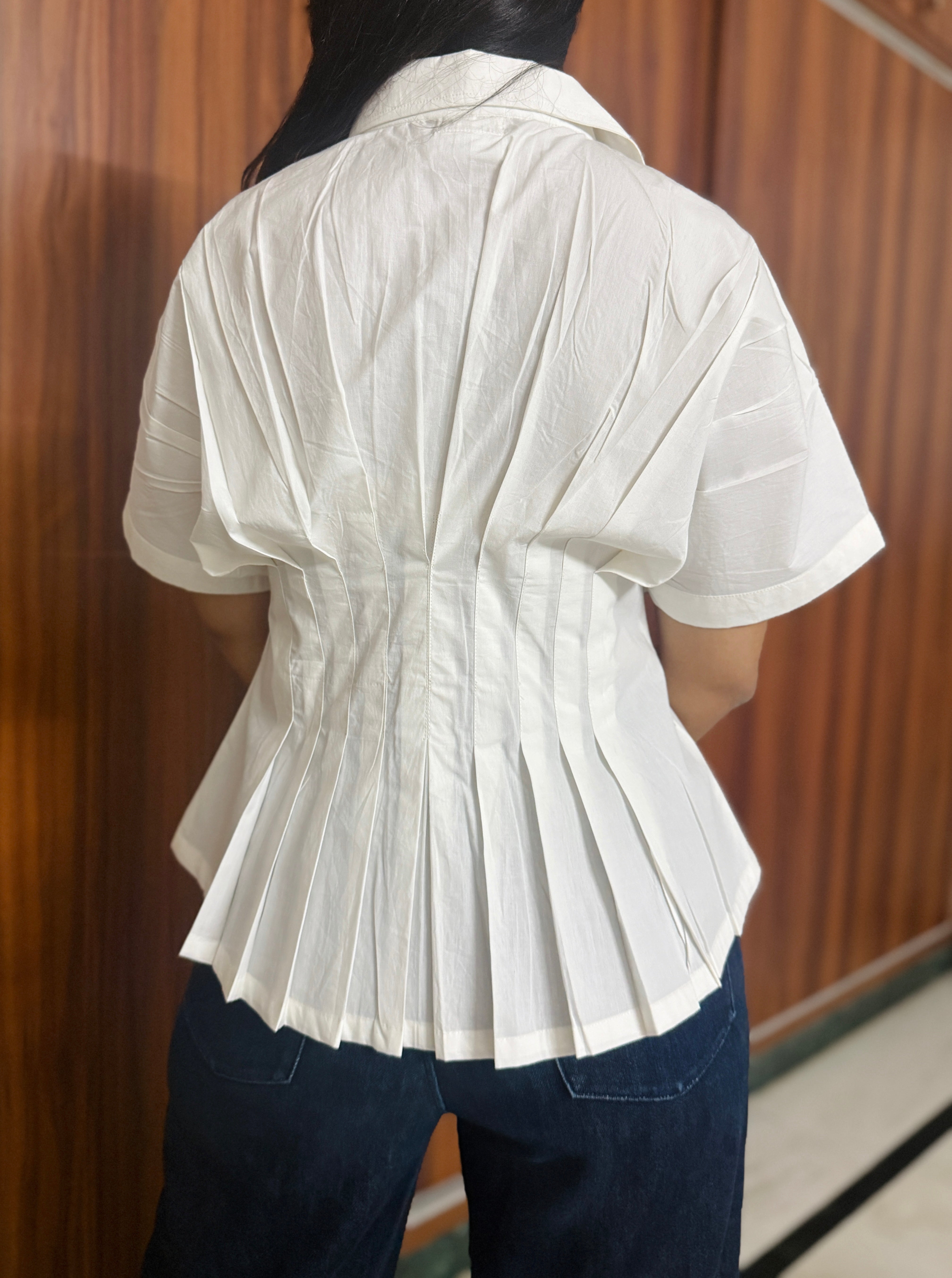 White Poplin Fitted waist shirt